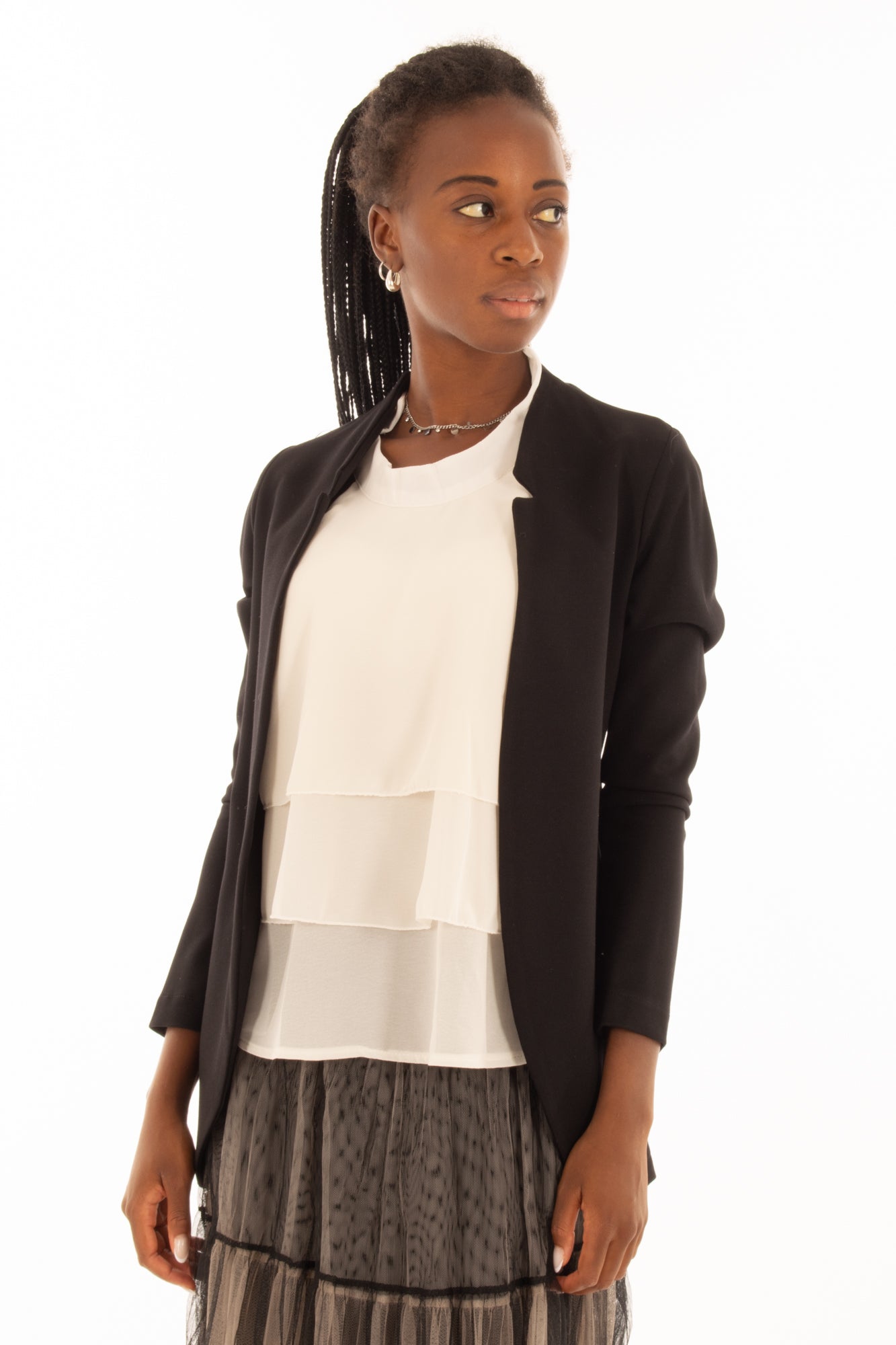 Giacca aperta Susy mix - Nero