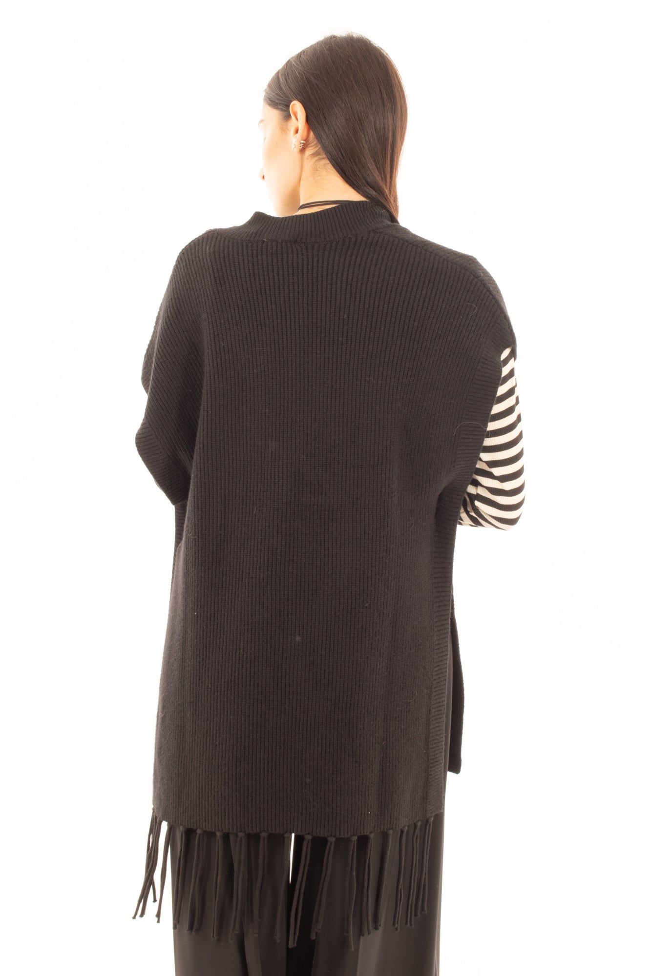 Maglione smanicato Susy mix - Nero