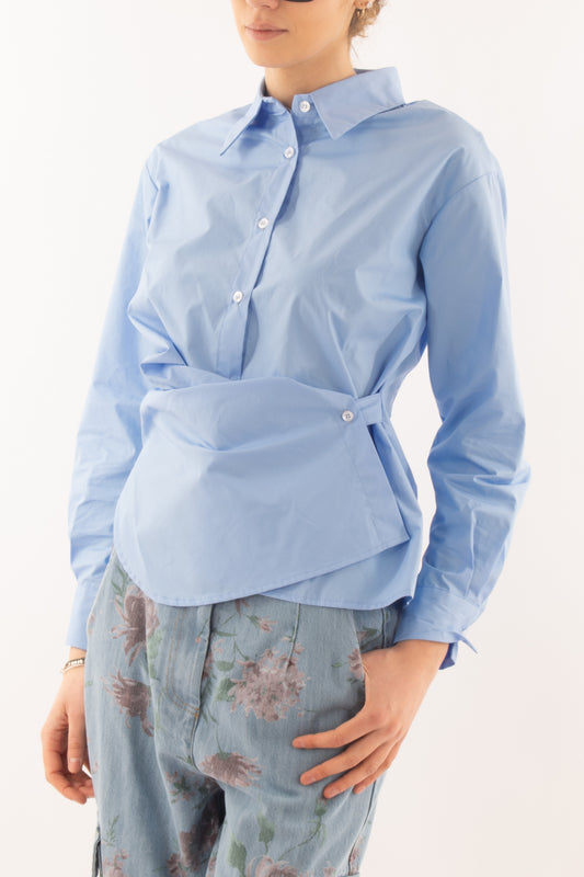 Camicia con allacciatura di lato da Donna Angela davis - Celeste