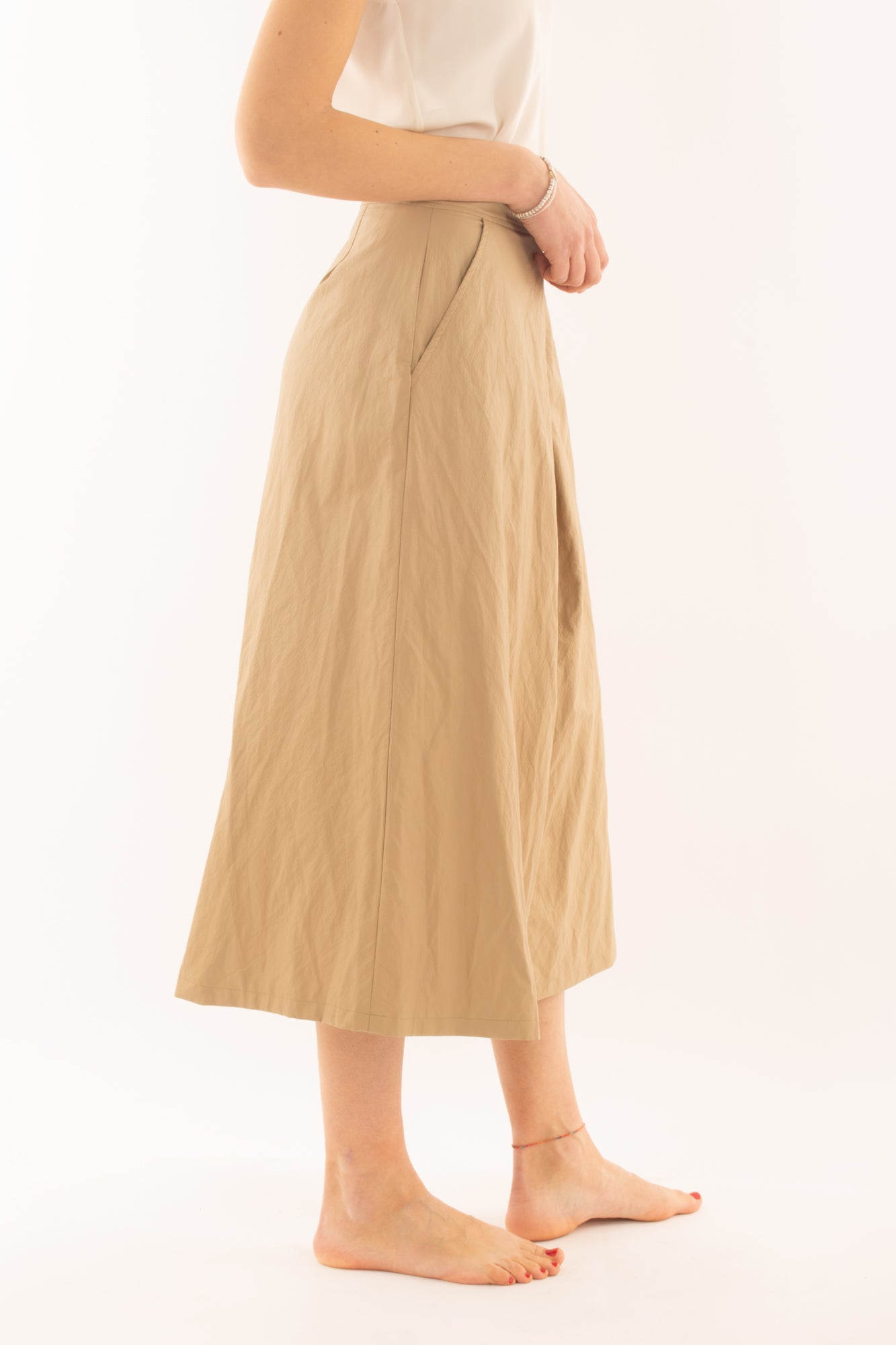 gonna lunga in ecopelle da Donna Angela davis - Beige