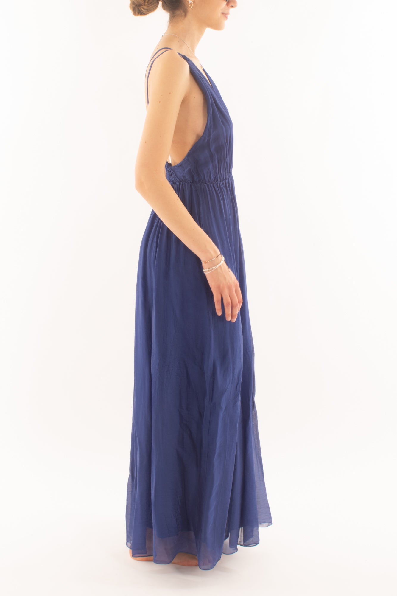 Abito lungo misto seta da Donna Dixie - Blu