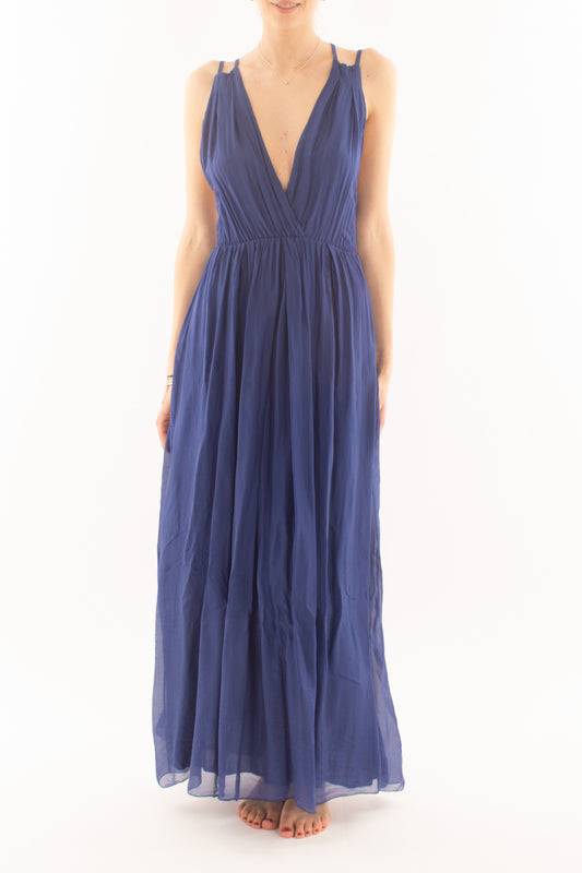 Abito lungo misto seta da Donna Dixie - Blu