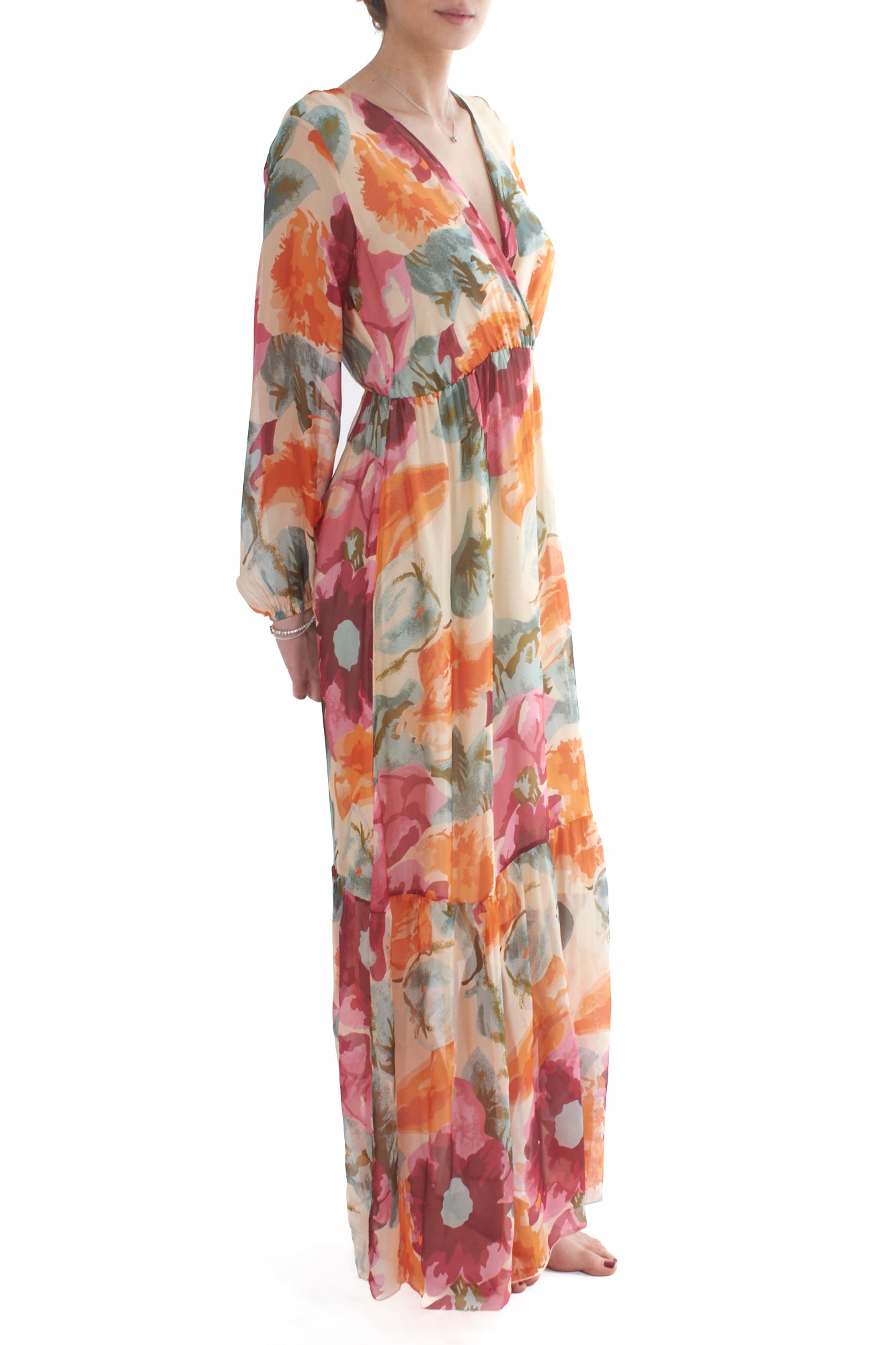 Abito fantasia misto seta da Donna Dixie - Arancio