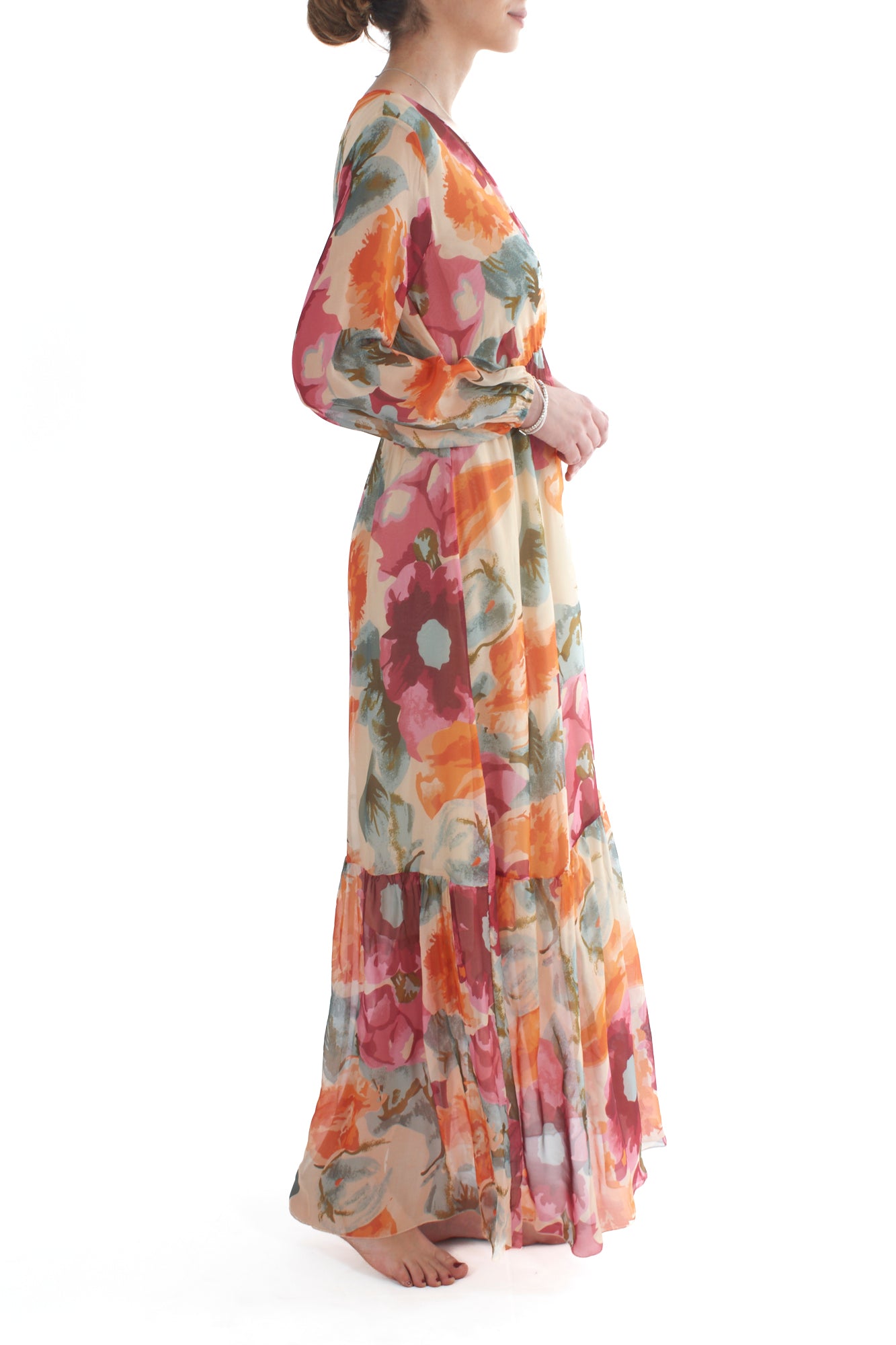Abito fantasia misto seta da Donna Dixie - Arancio