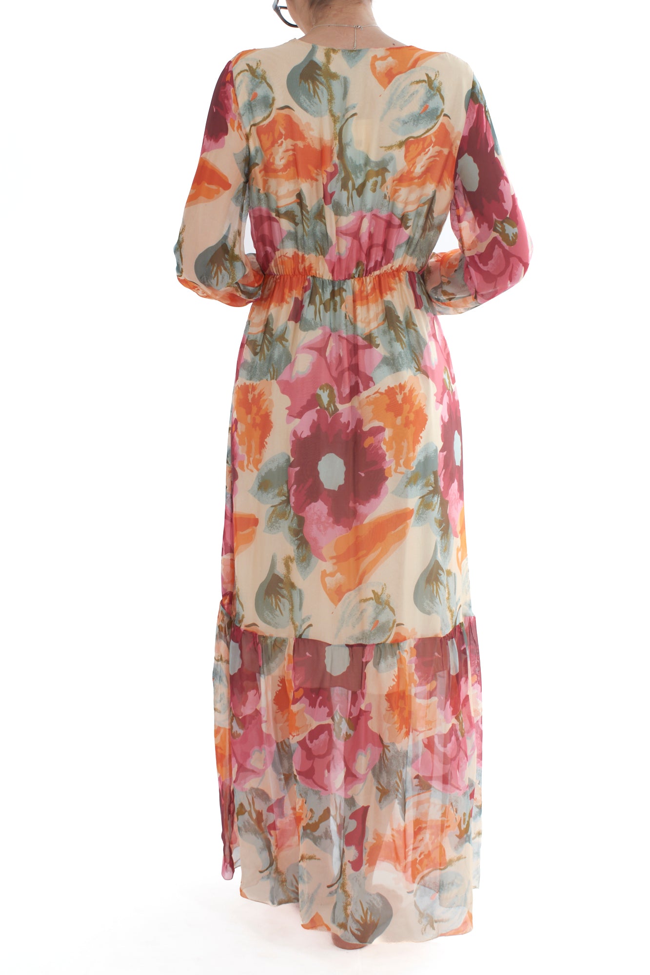 Abito fantasia misto seta da Donna Dixie - Arancio