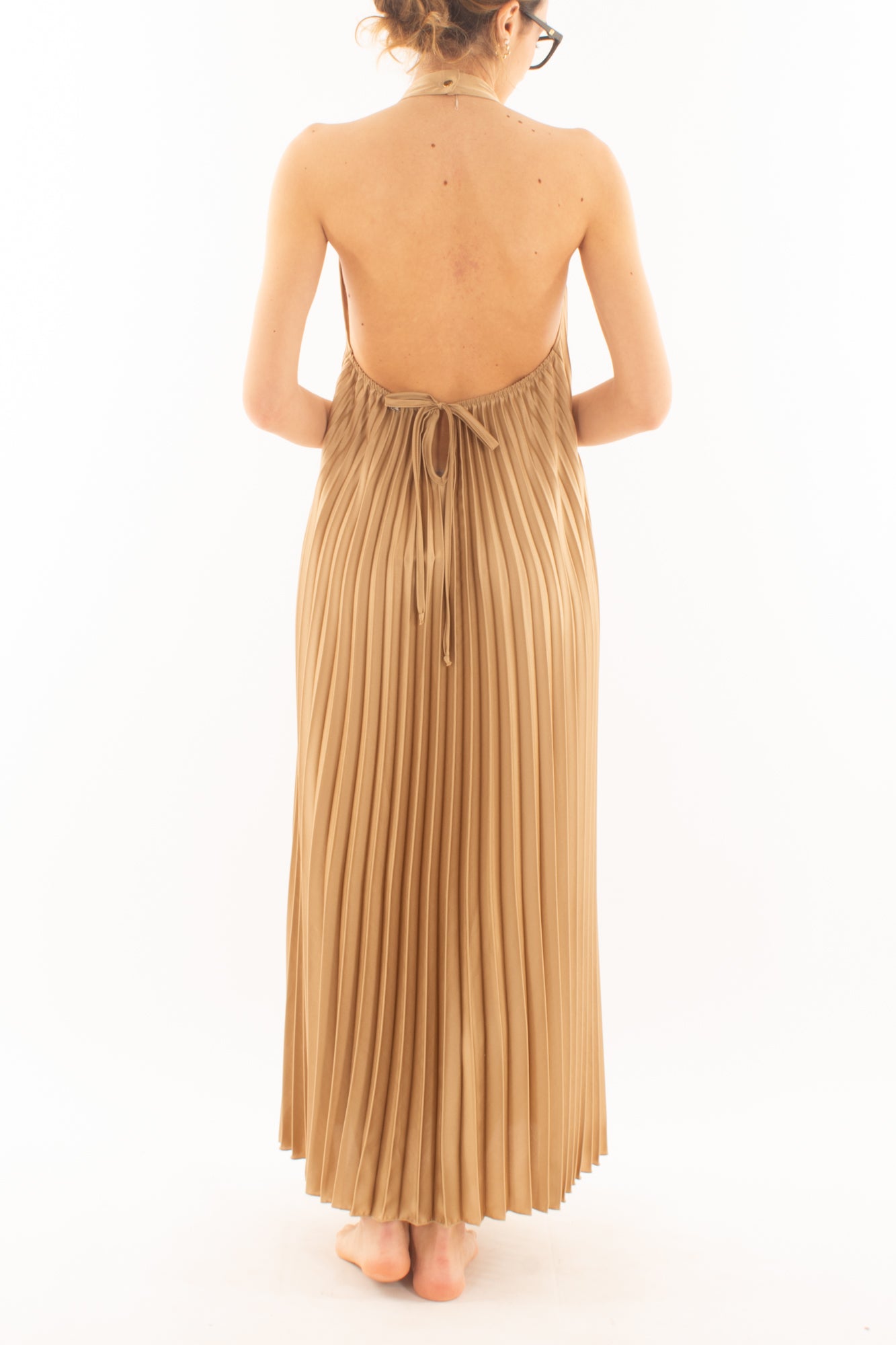 Abito lungo plisse da Donna Dixie - Camel