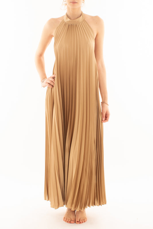 Abito lungo plisse da Donna Dixie - Camel