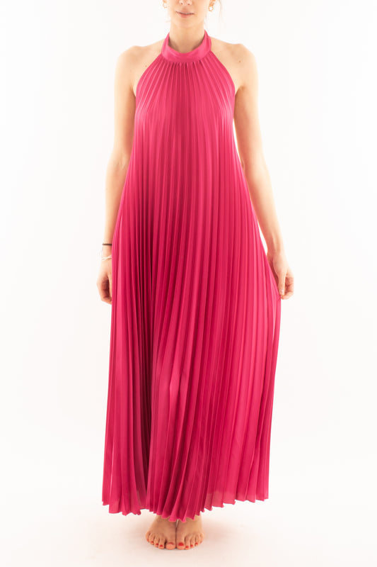 Abito lungo plisse da Donna Dixie - Fuxia