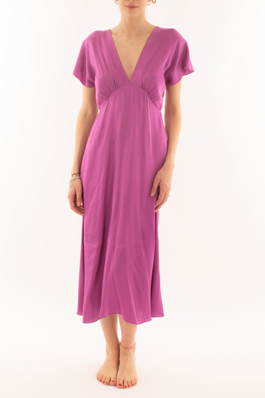 Abito a v lungo in viscosa da Donna Dixie - Orchidea