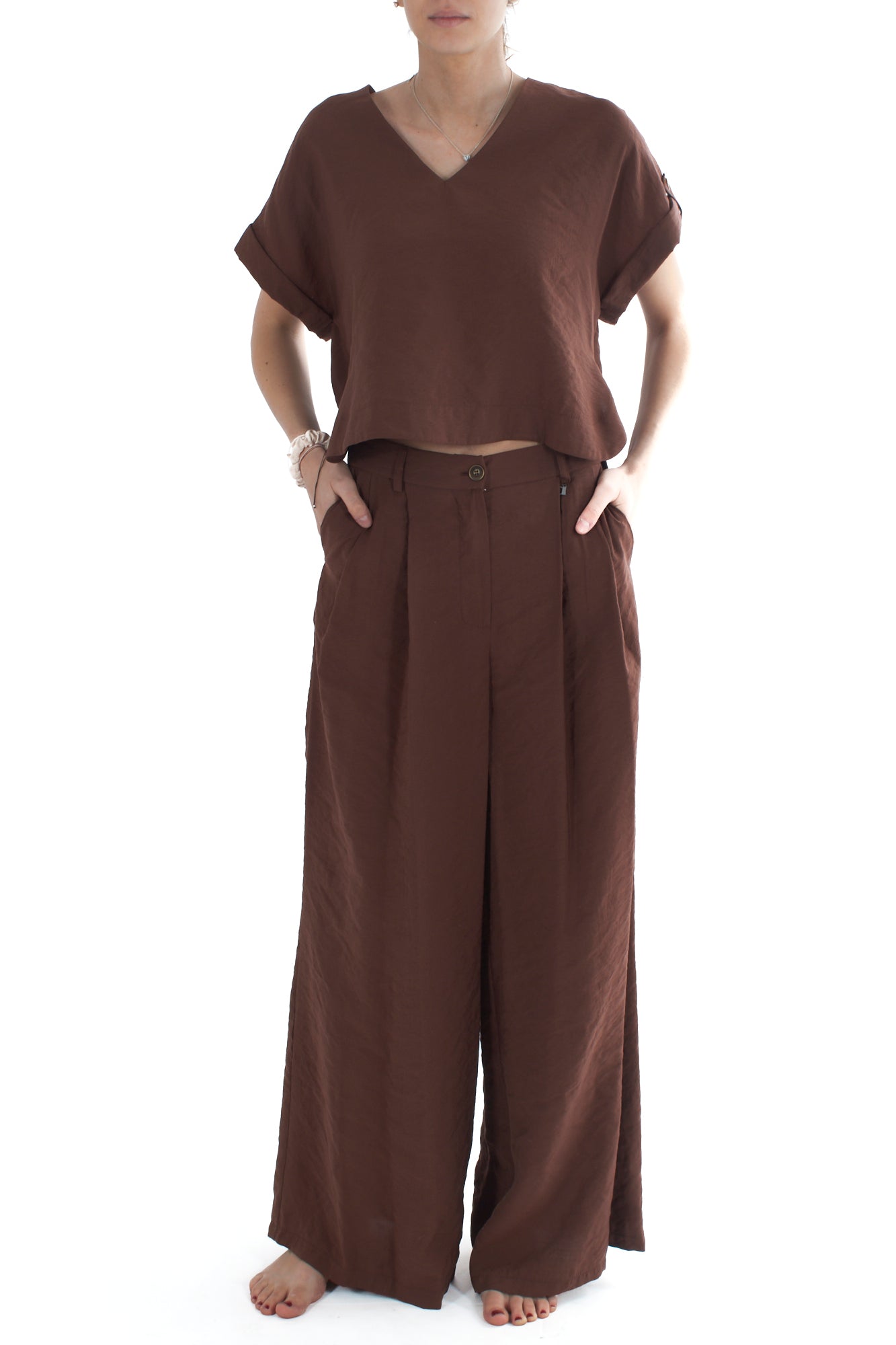 Completo maglia e pantalone palazzo da Donna Dixie