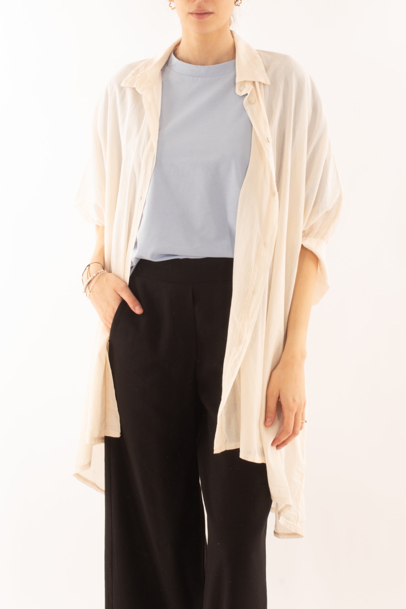 Camicia lunga in mussola di cotone da Donna Dixie - Bianco