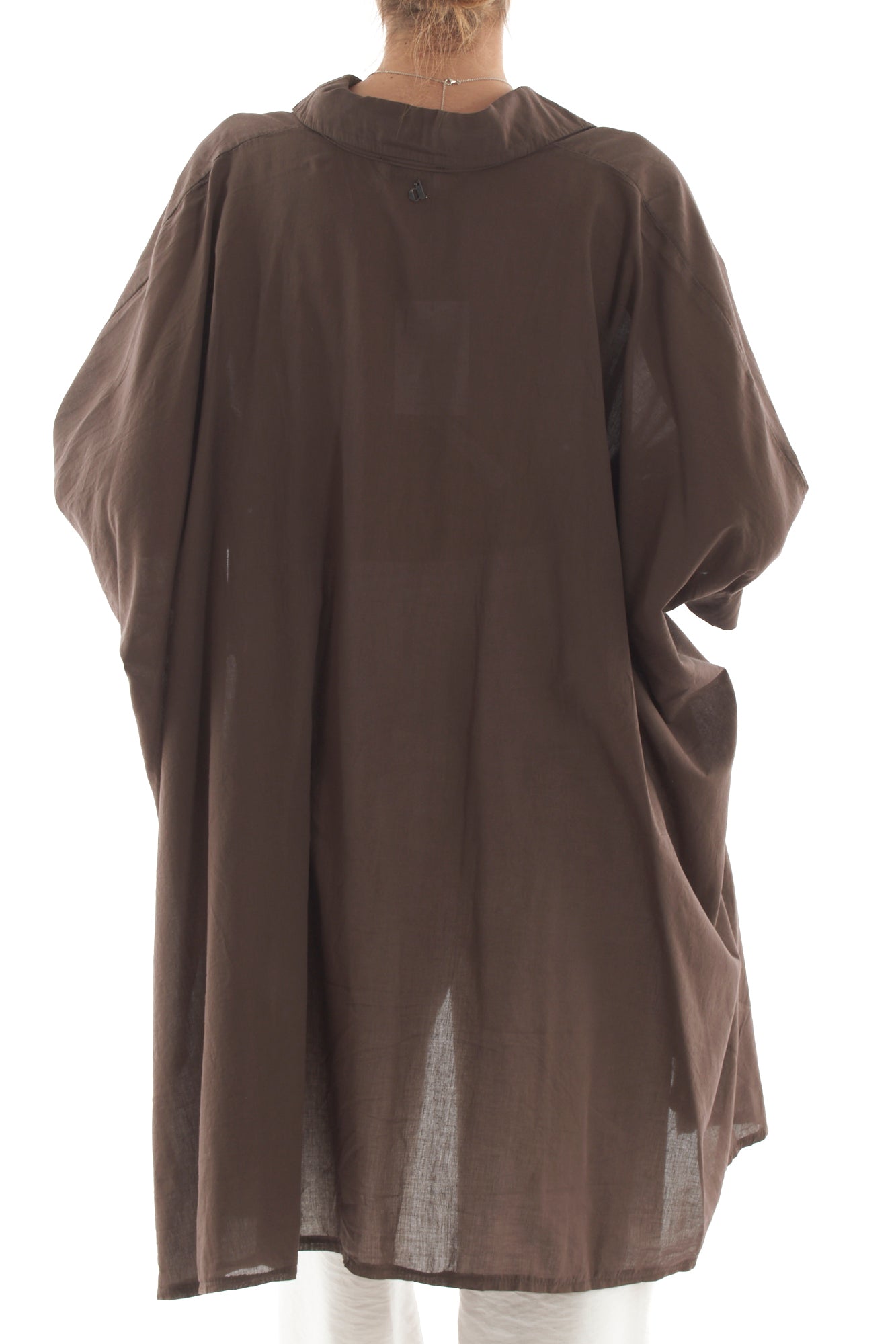 Camicia lunga in mussola di cotone da Donna Dixie - Cacao