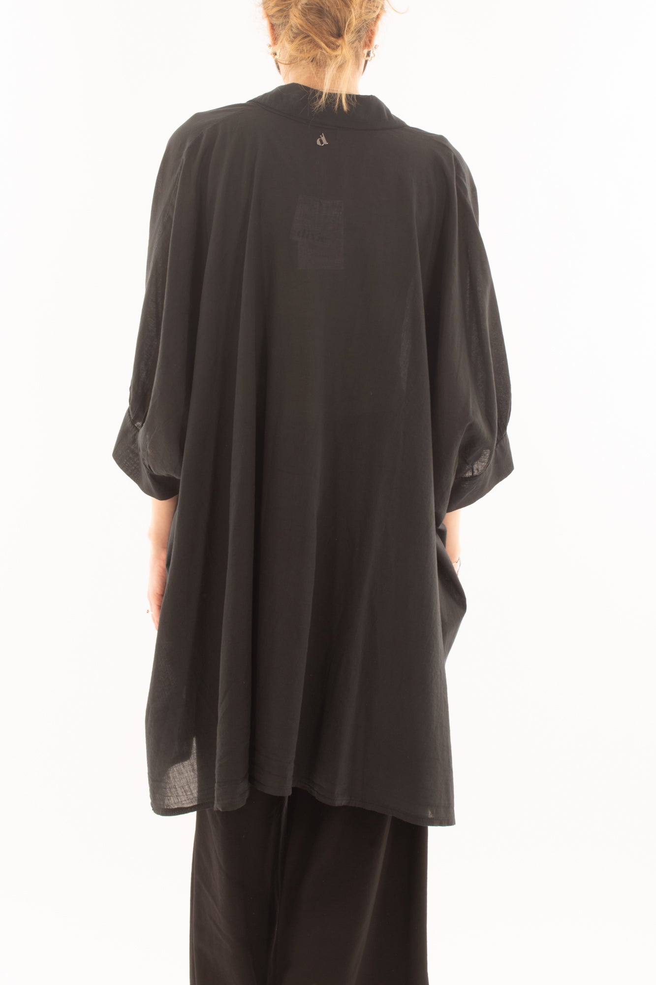 Camicia lunga in mussola di cotone da Donna Dixie - Nero