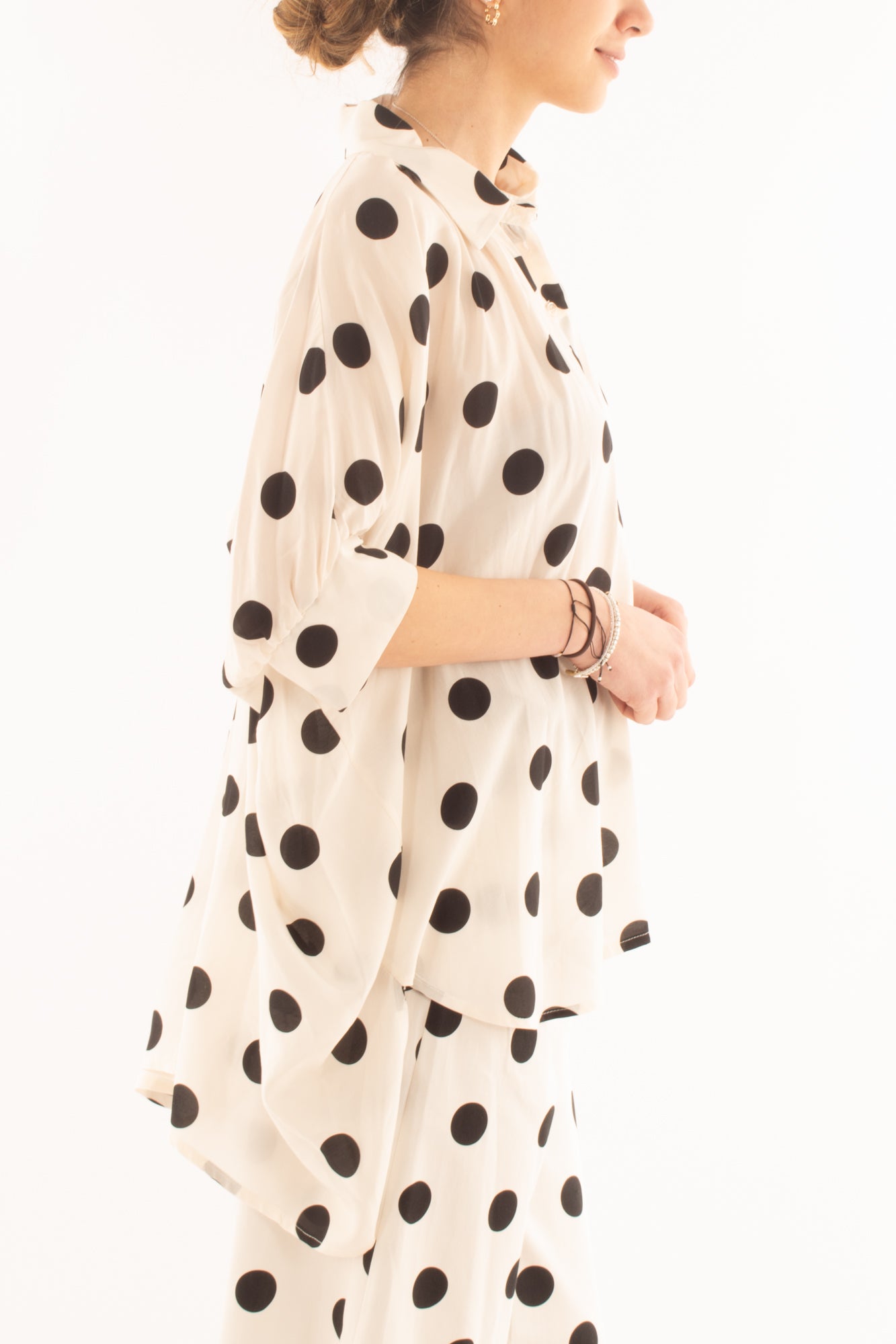 Camicia a pois da Donna Dixie - Latte
