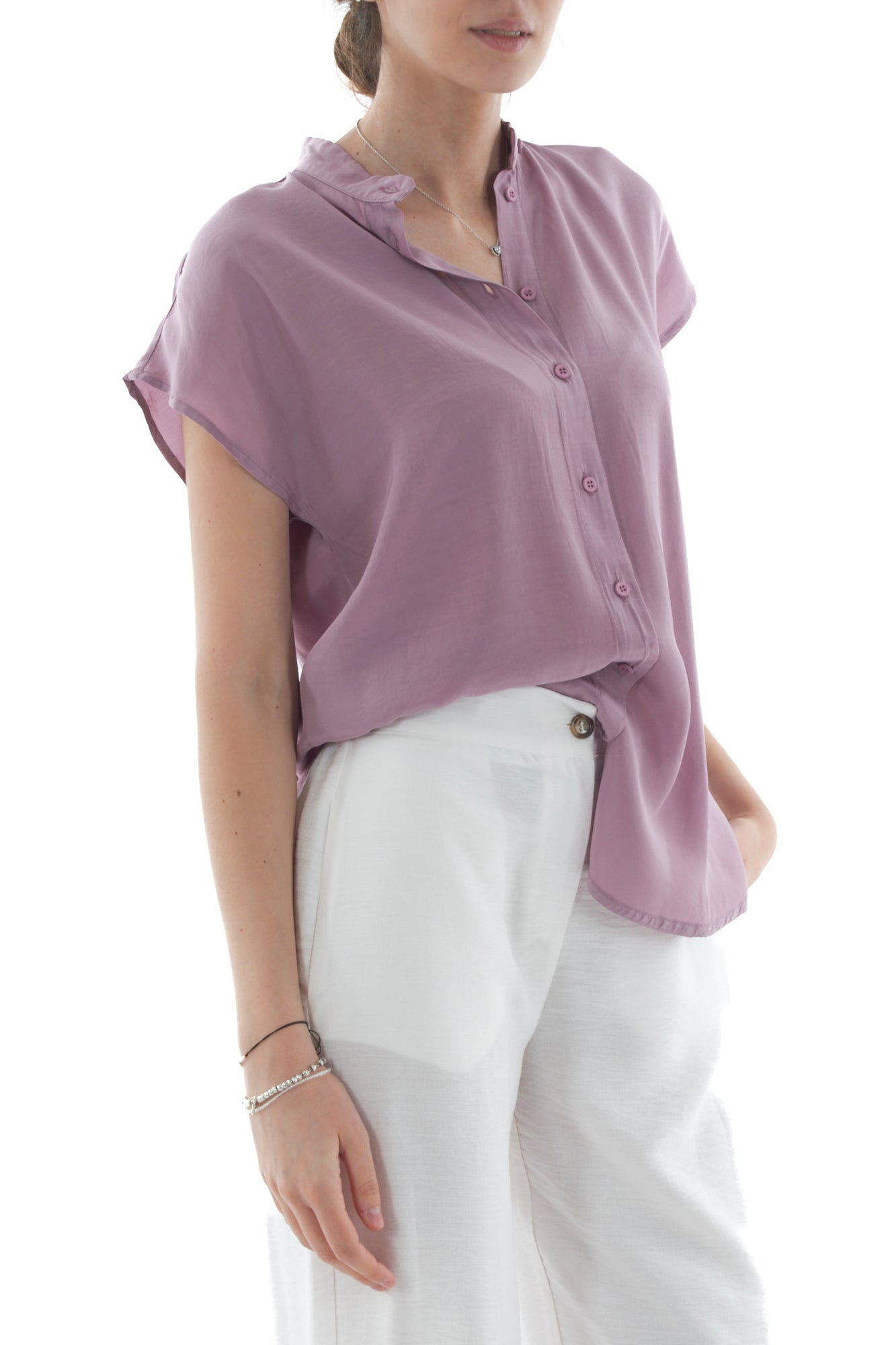 Camicia alla coreana da Donna Dixie - Melanzana