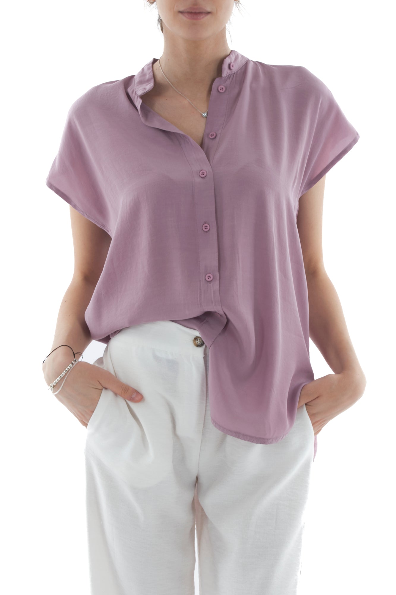 Camicia alla coreana da Donna Dixie - Melanzana