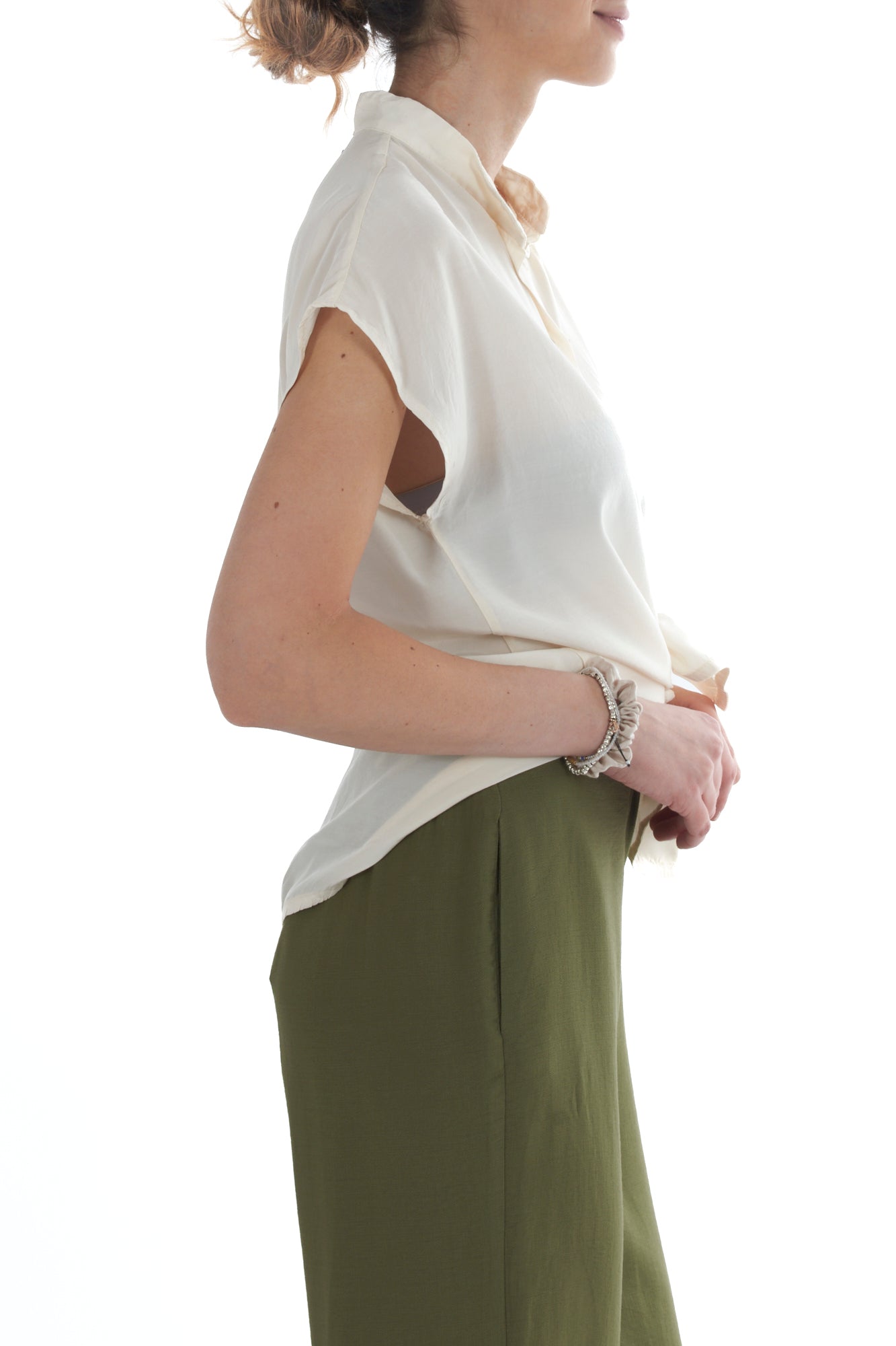 Camicia alla coreana da Donna Dixie - Panna