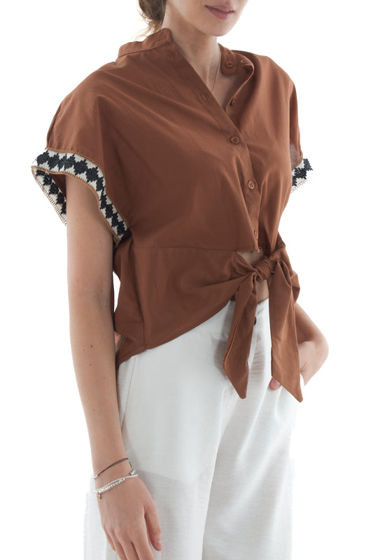 Camicia con profili da Donna Dixie Tabacco