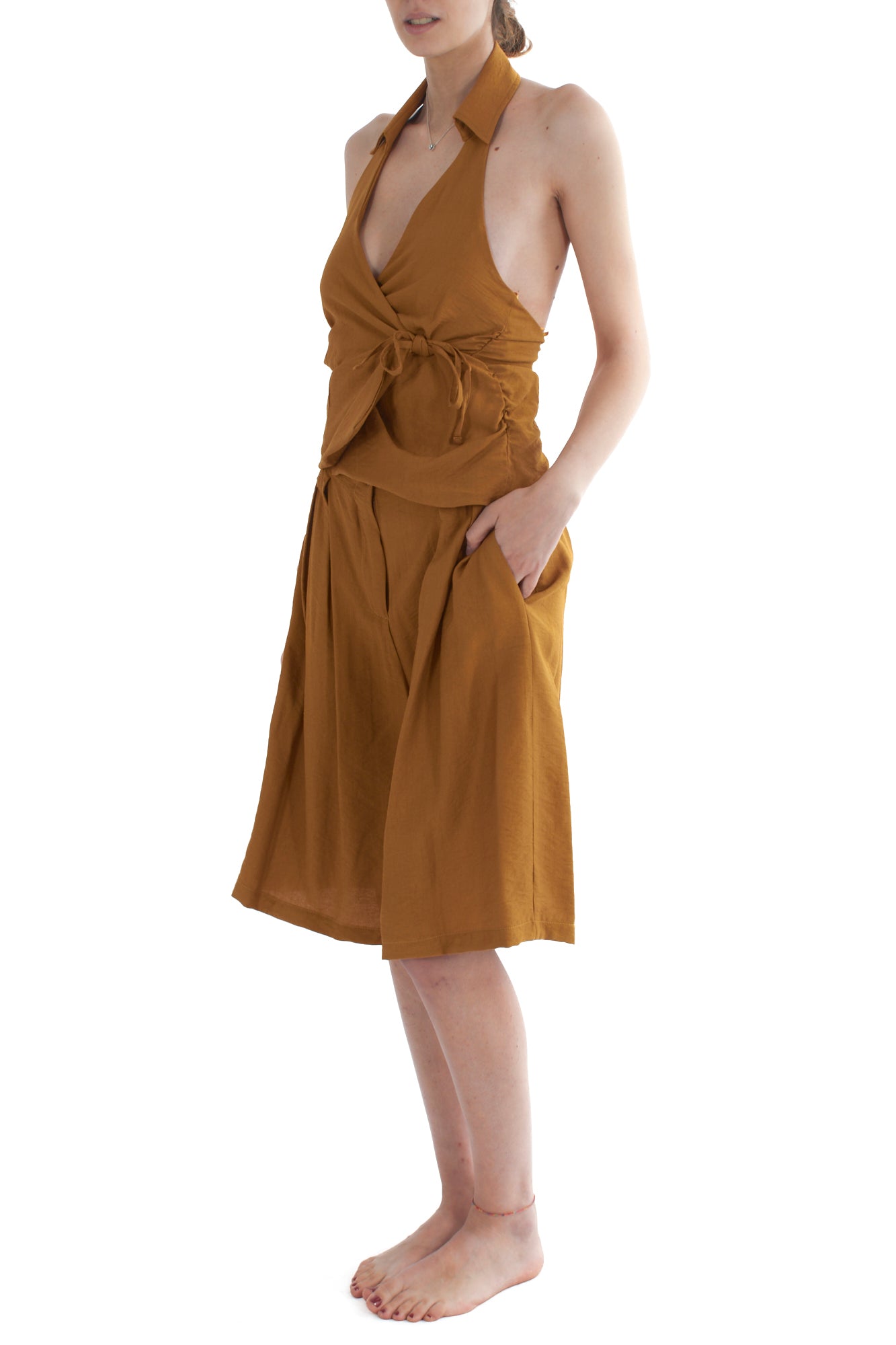 Shorts al ginocchio da Donna Dixie -Ocra