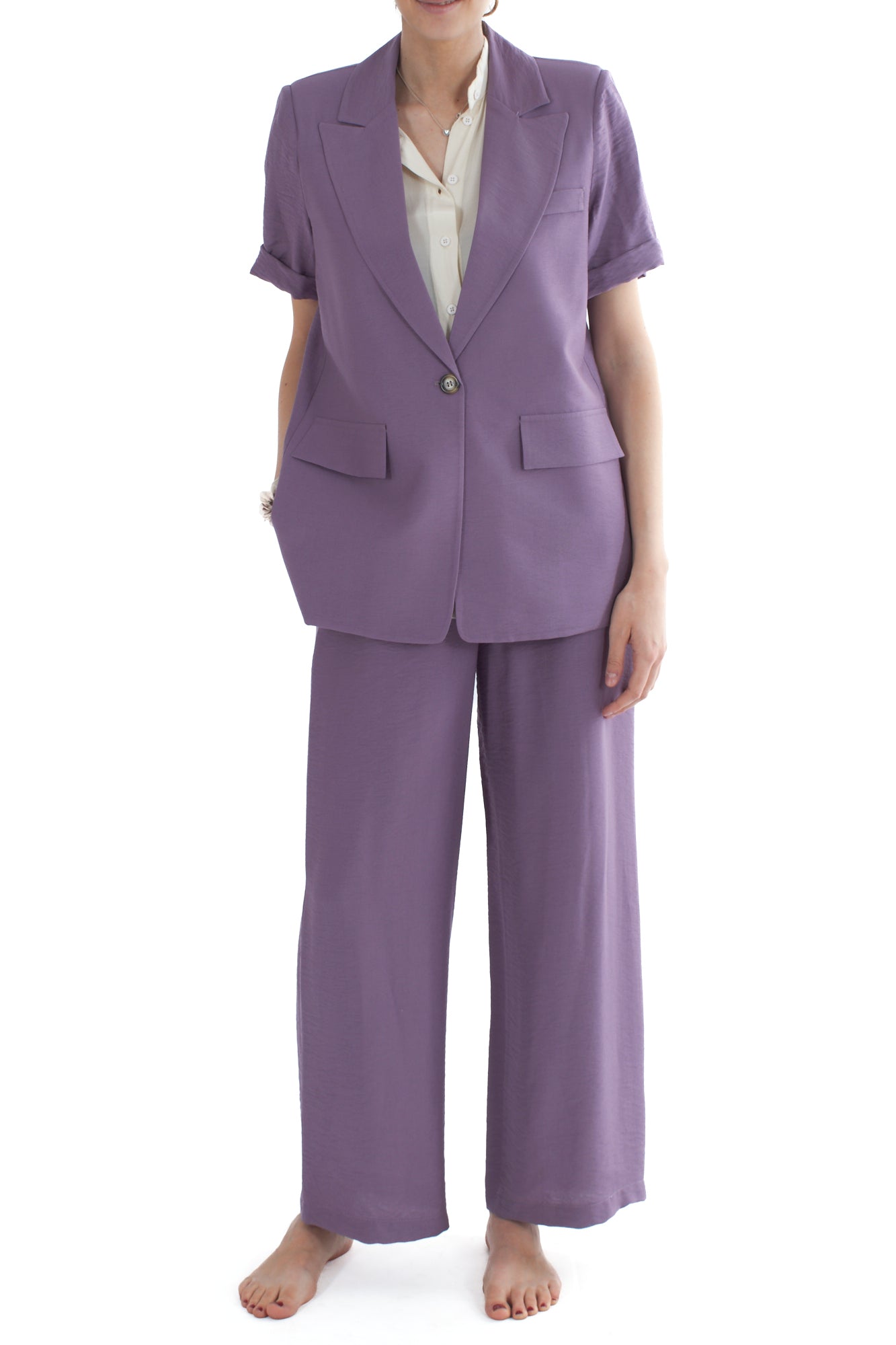 Completo giacca mezze maniche e pantalone da Donna Dixie - Uva