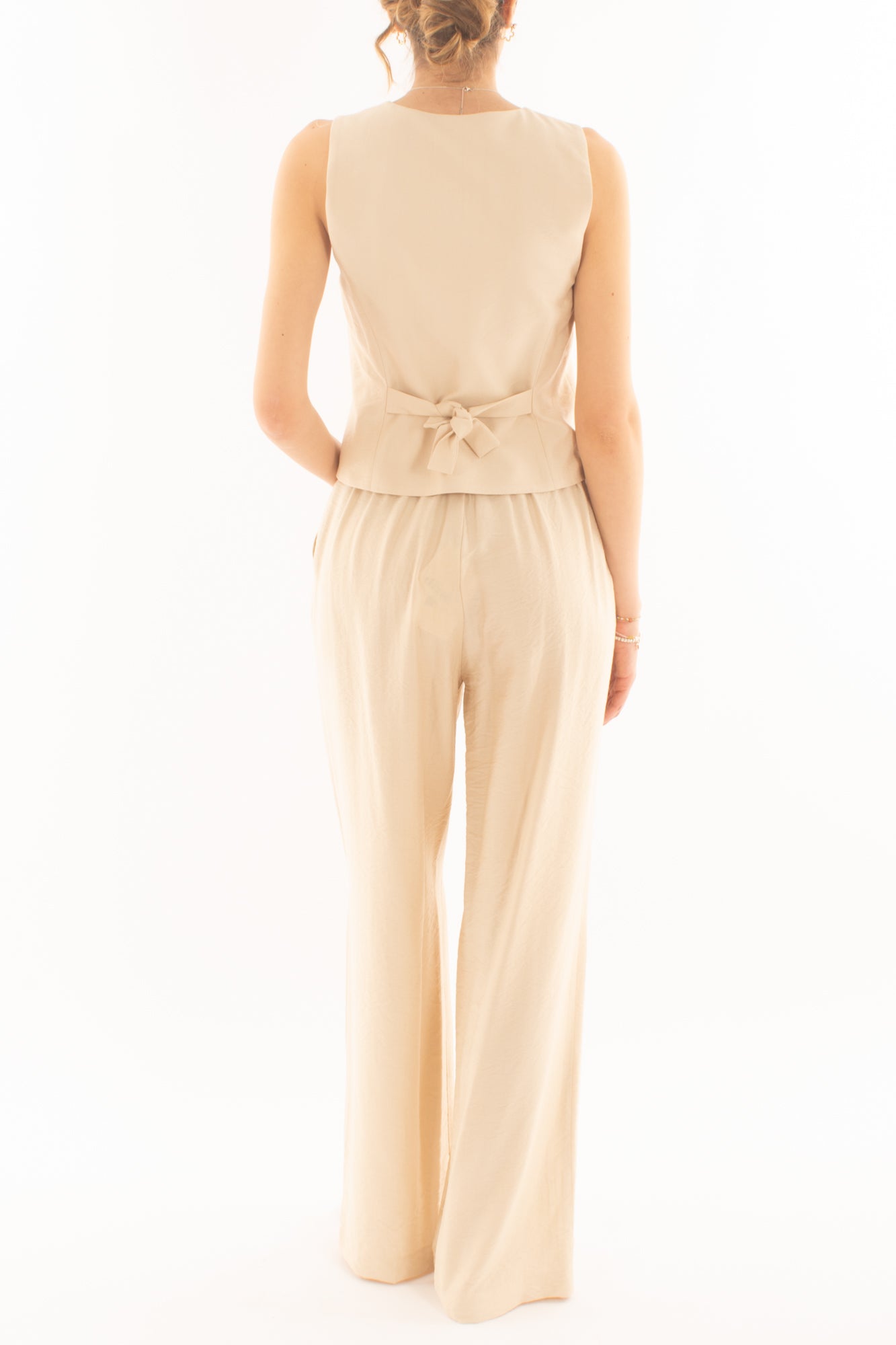 Completo gilet e pantalone palazzo da Donna Dixie - Gesso