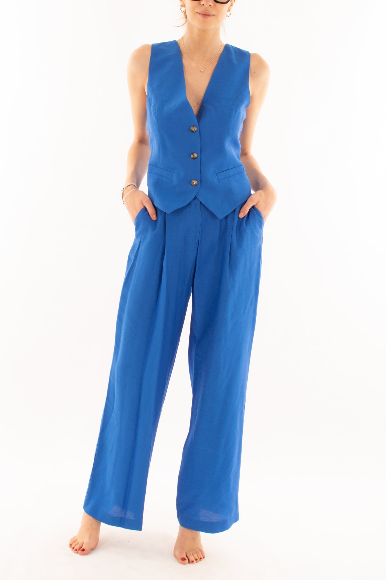 Completo gilet e pantalone palazzo da Donna Dixie - Royal