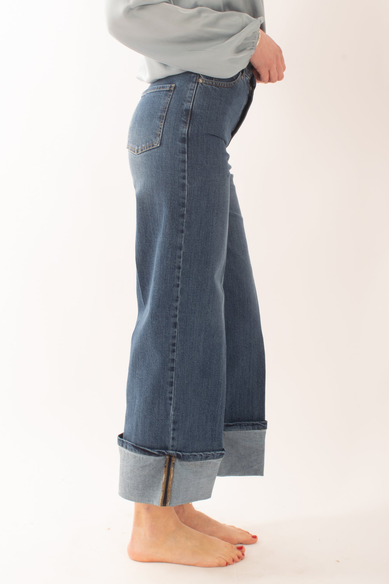 Jeans a palazzo con risvolto da Donna Dixie - Denim