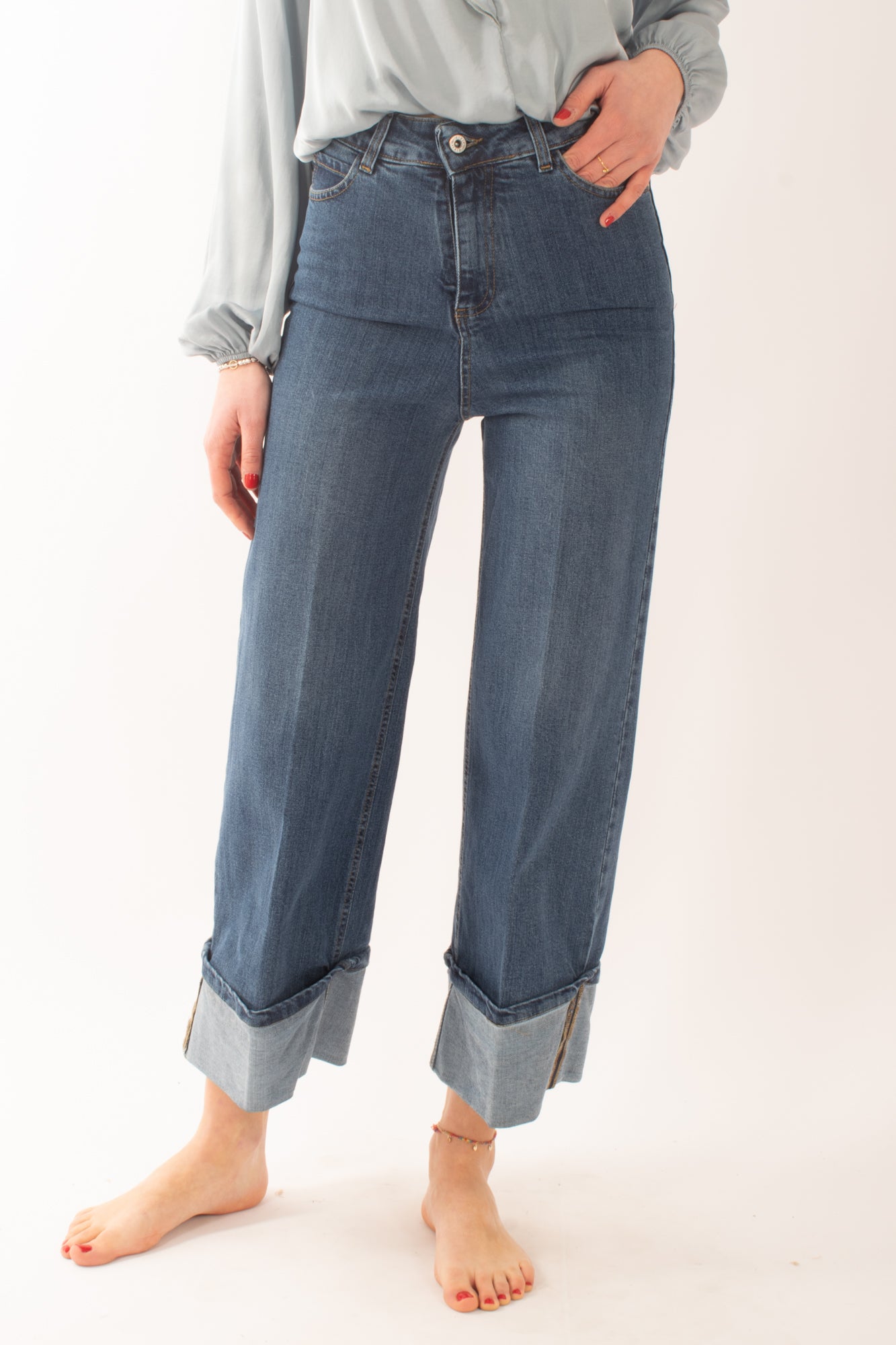 Jeans a palazzo con risvolto da Donna Dixie - Denim