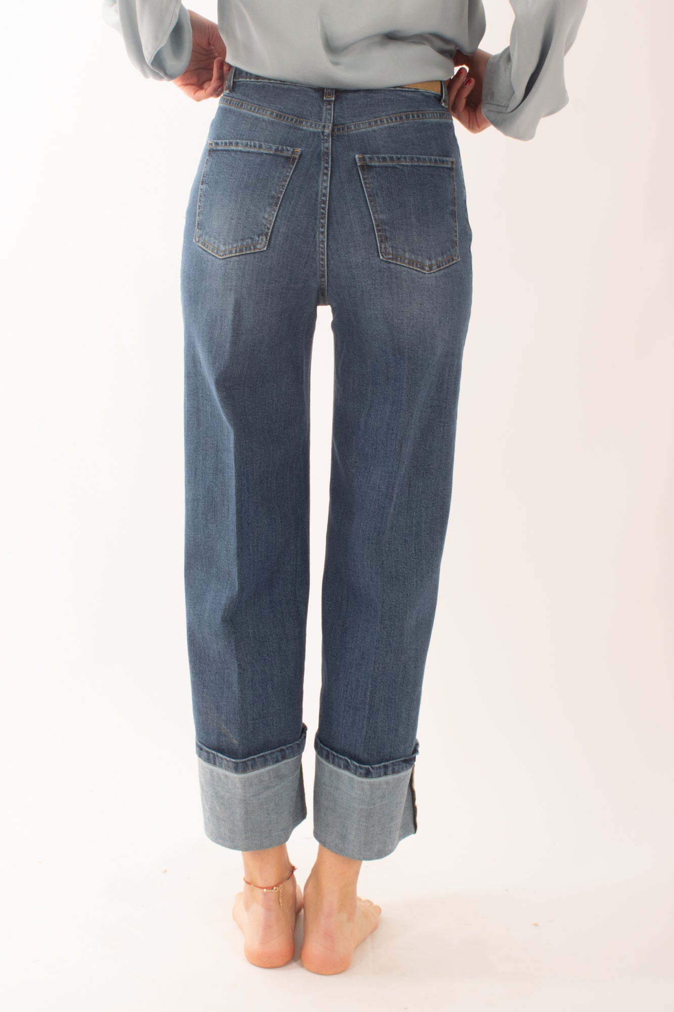 Jeans a palazzo con risvolto da Donna Dixie - Denim