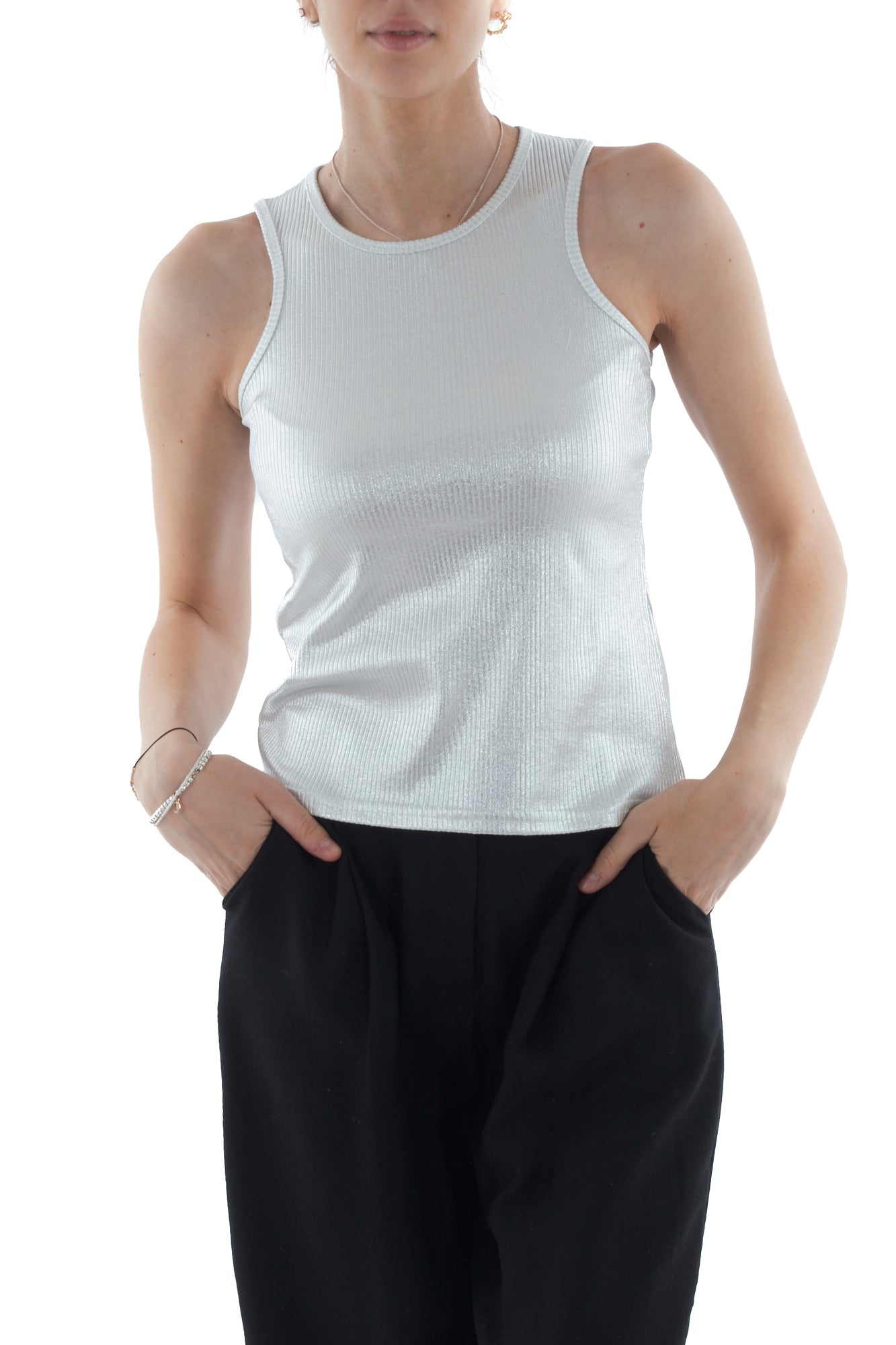 Canottiera spalmata da Donna Dixie - Argento