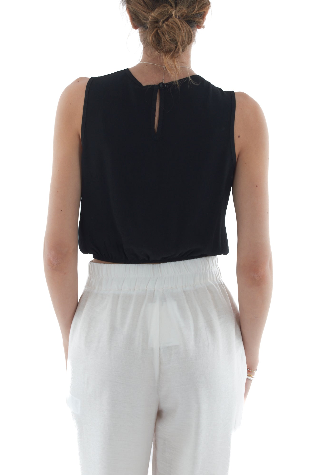 Maglia corta smanicata da Donna Dixie - Nero