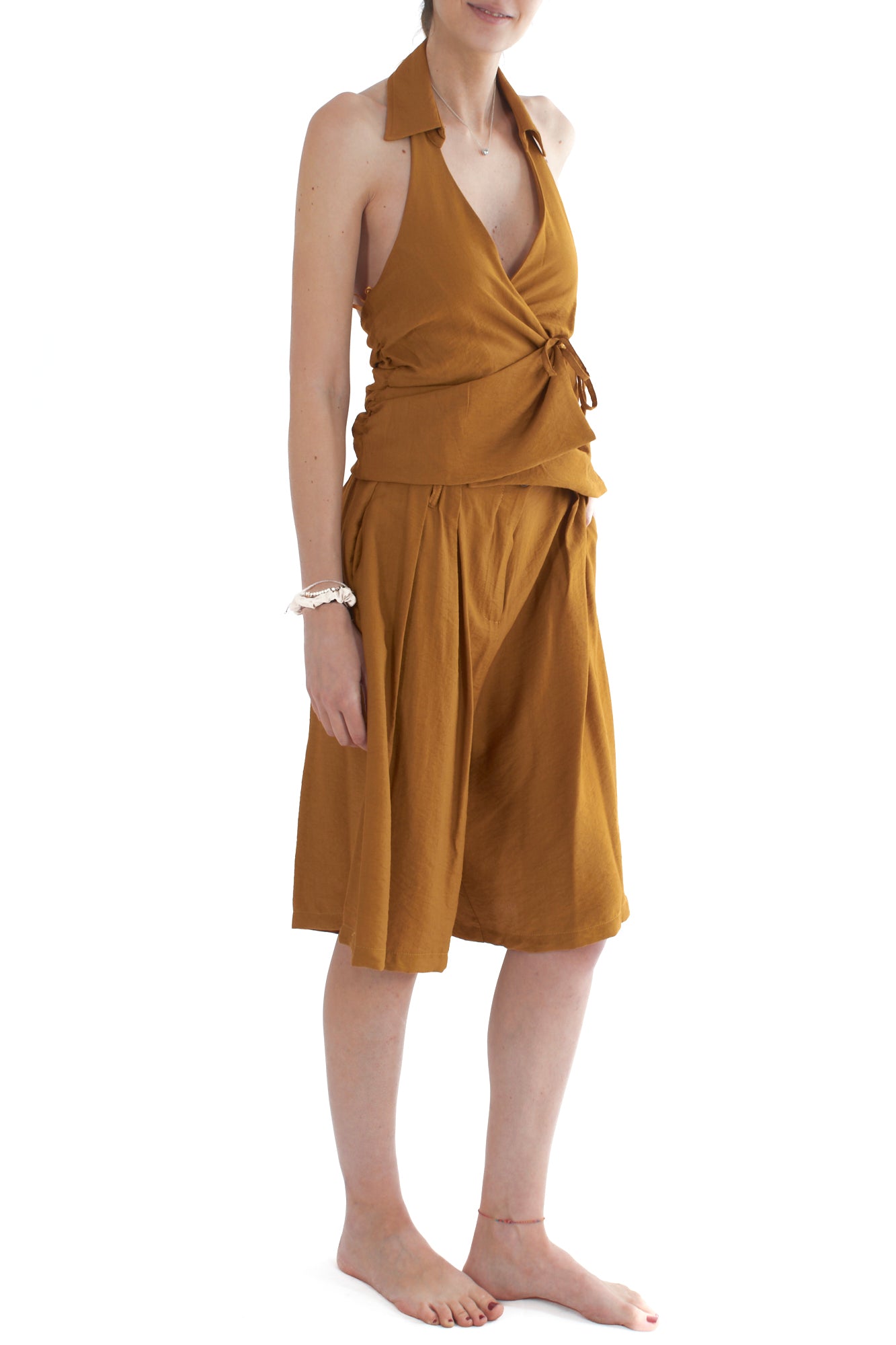 Gilet allacciato di lato da Donna Dixie Senape