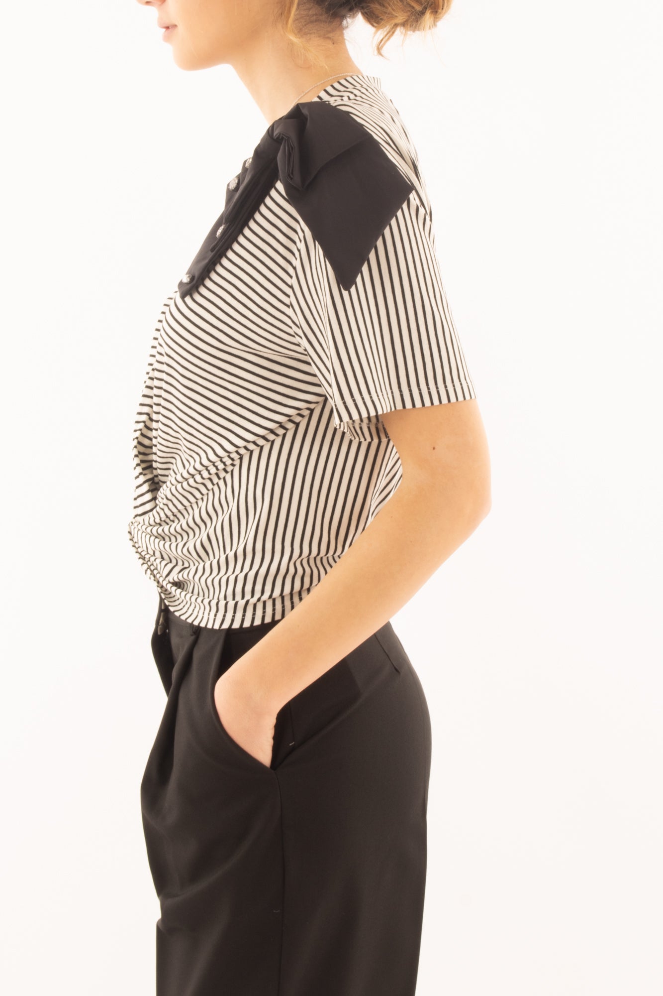 T-shirt rigata con nodo da Donna Dixie - Bianco