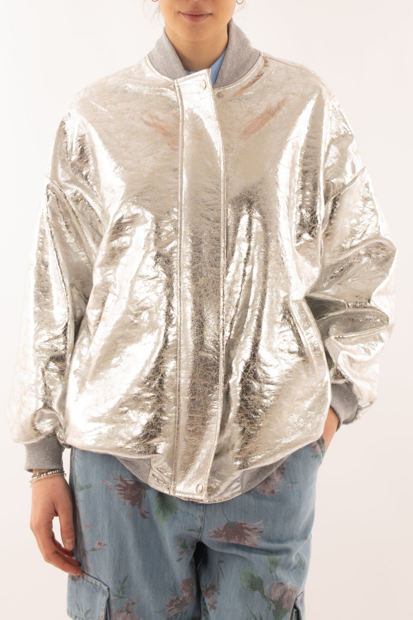 Bomber argentato da Donna Dixie - Argento