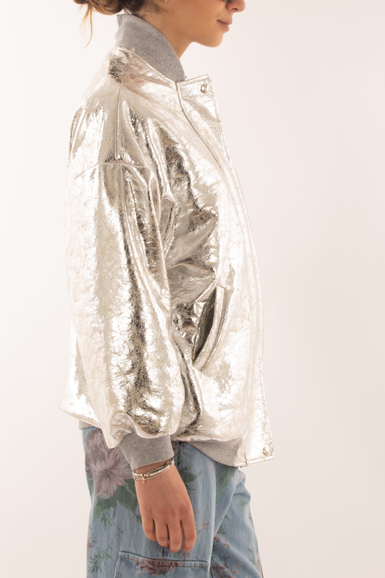 Bomber argentato da Donna Dixie - Argento