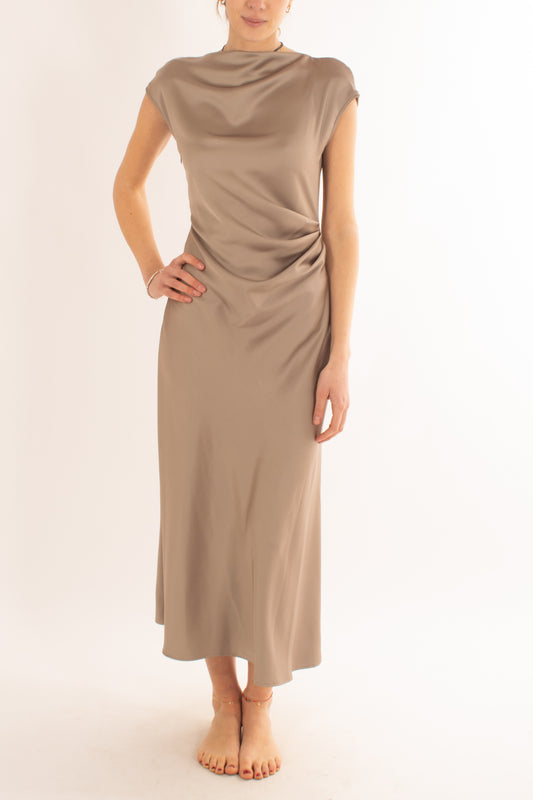 Abito lungo con drappeggio da Donna Imperial - Almond