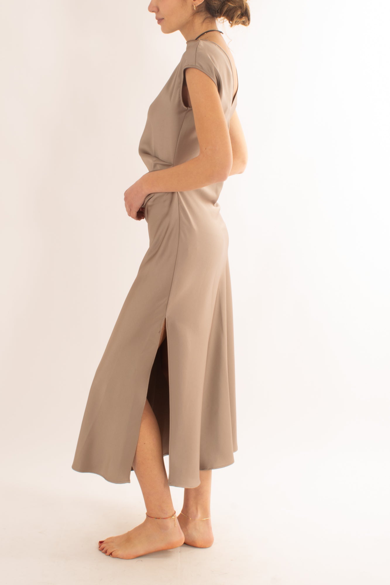 Abito lungo con drappeggio da Donna Imperial - Almond