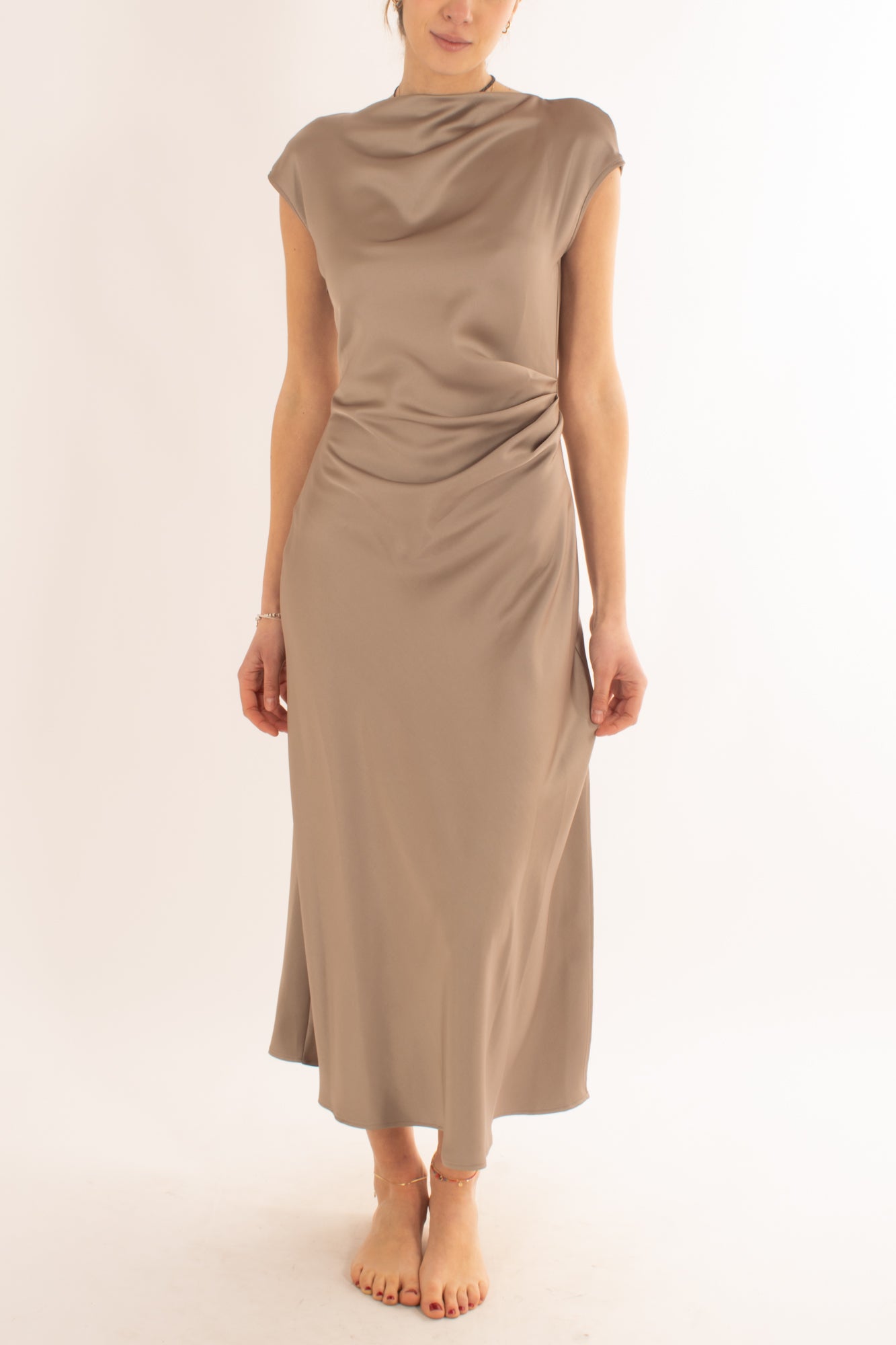 Abito lungo con drappeggio da Donna Imperial - Almond