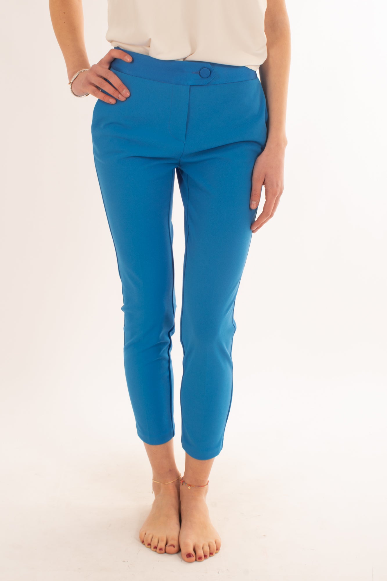Pantalone a sigaretta con profili in raso da Donna Imperial - Bluette