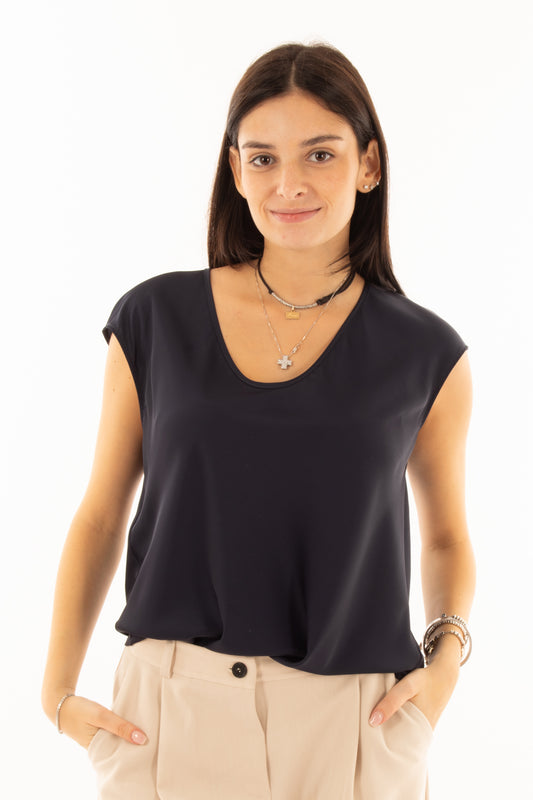 Blusa a v smanicata da Donna Imperial - Navy