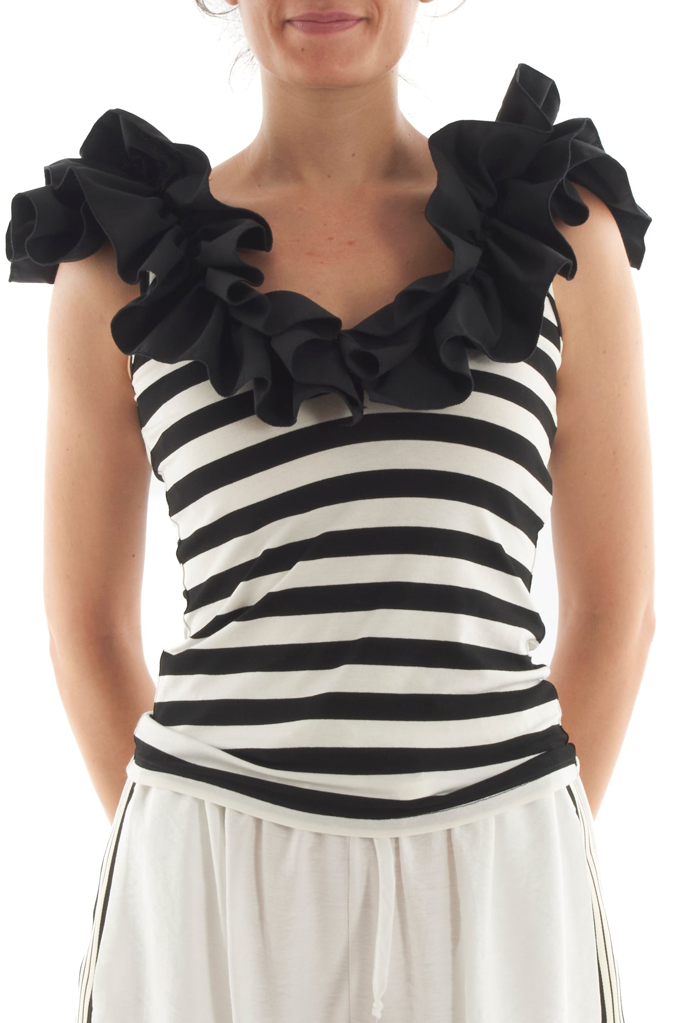 Canottiera rigata da Donna Imperial- Nero