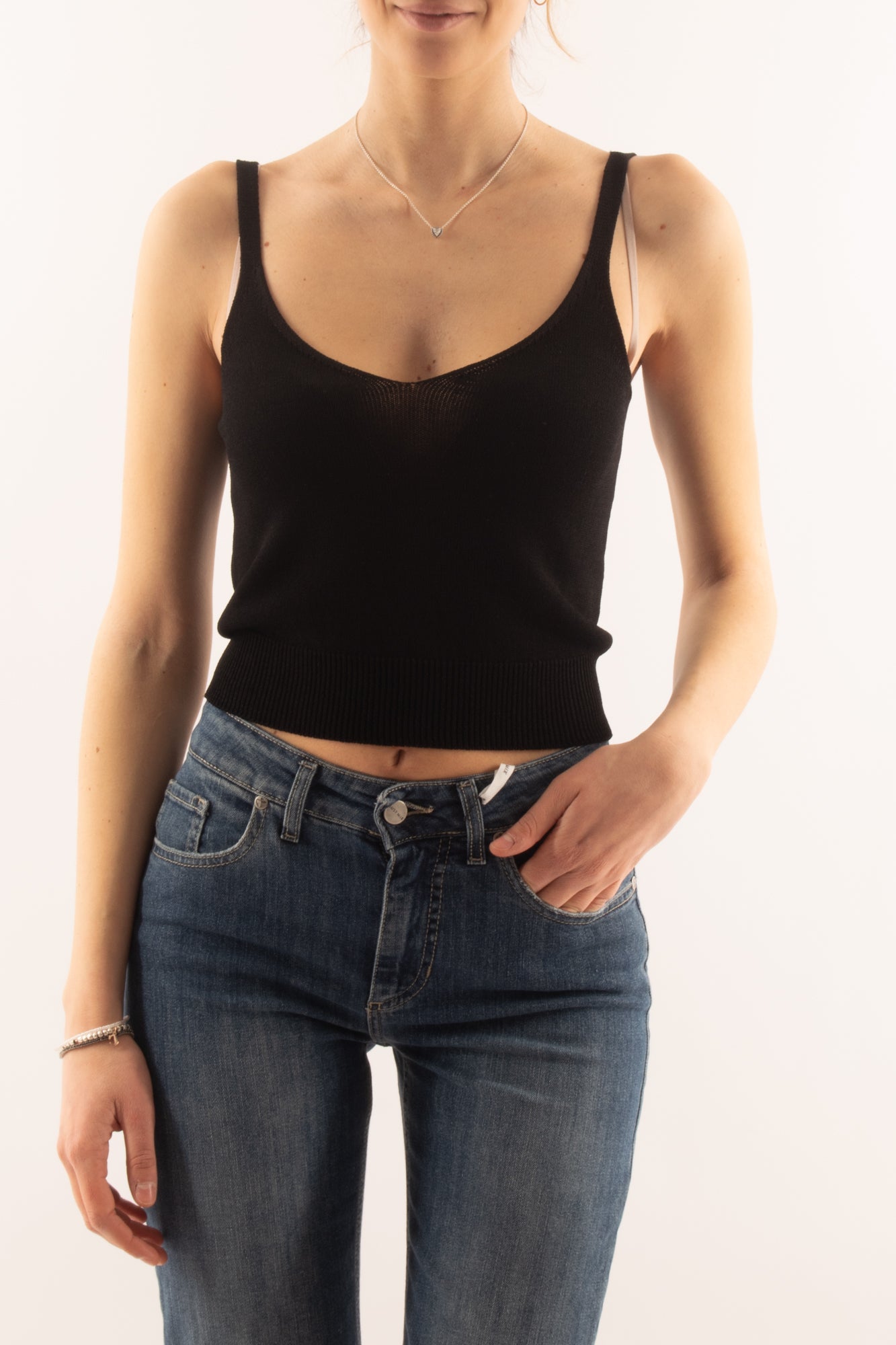 Canottiera con bretella da Donna Metoo - Nero