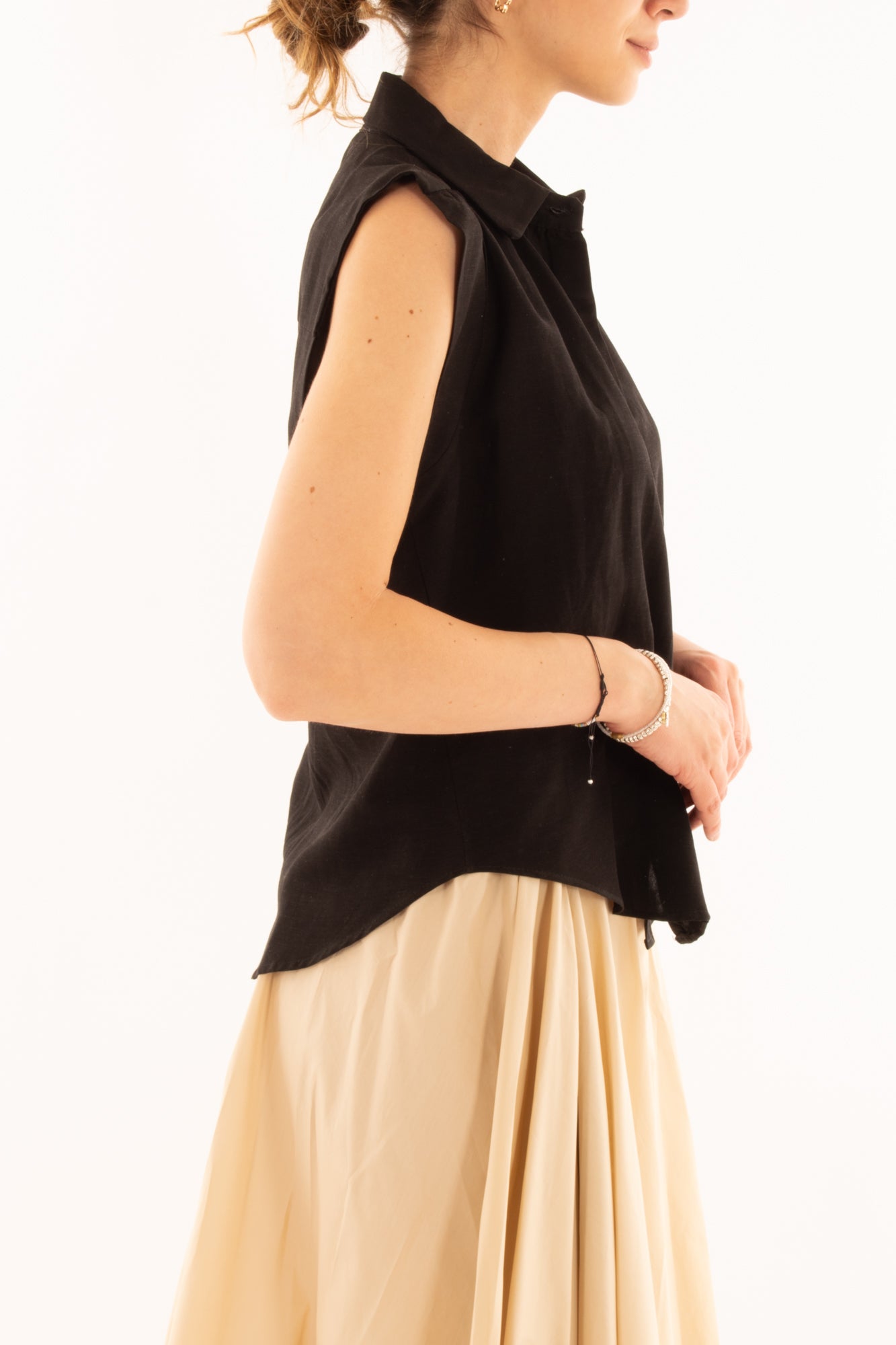 Blusa smanicata da Donna Metoo - Nero