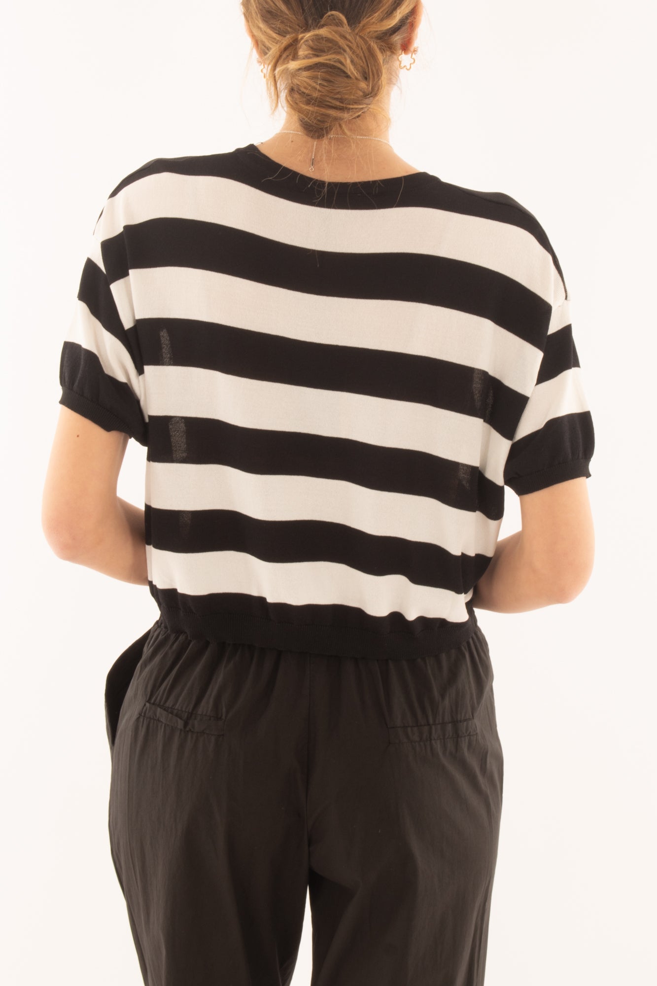 Maglia corta rigata da Donna Metoo - Nero