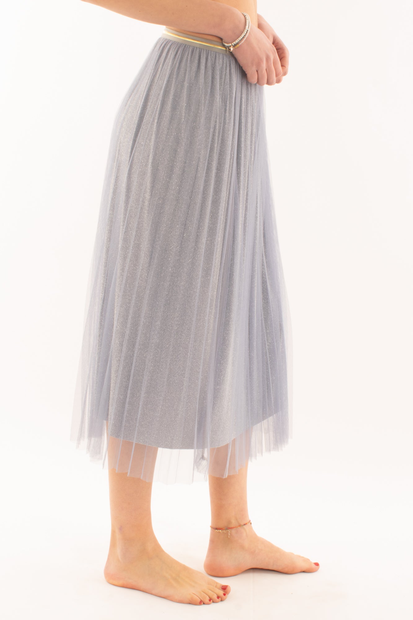 Gonna di tulle e glitter da Donna Metoo - Celeste