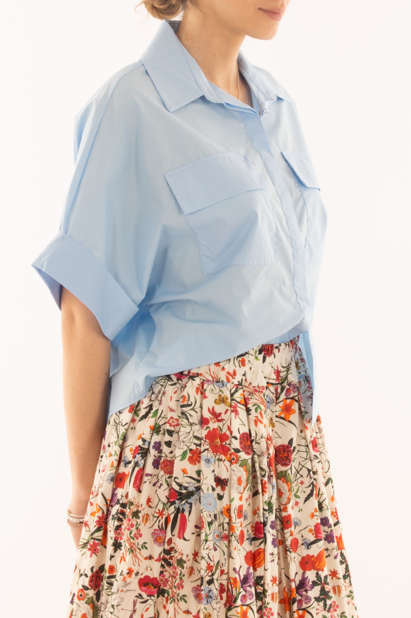 Camicia a scatoletta da Donna Metoo - Celeste