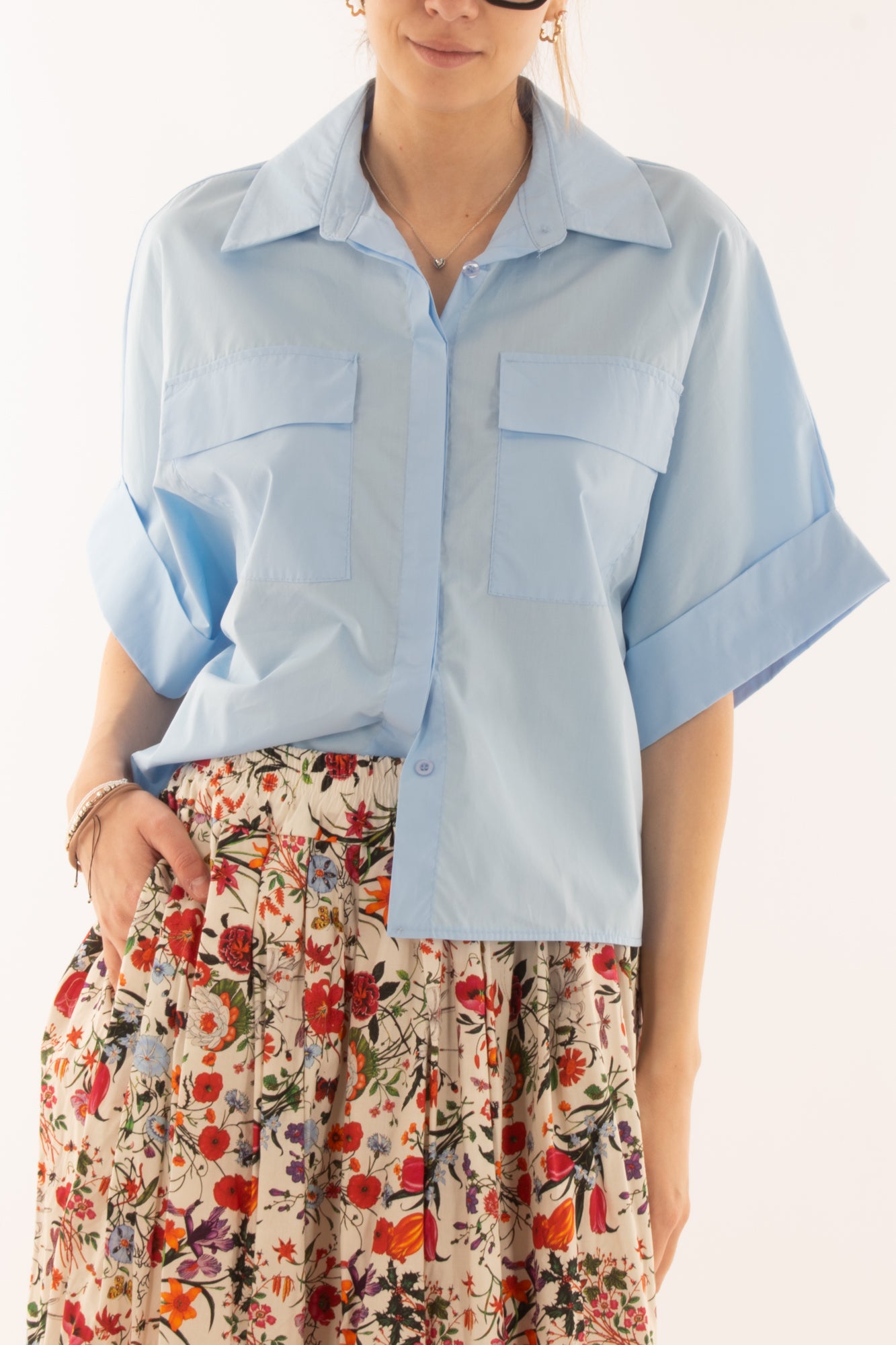 Camicia a scatoletta da Donna Metoo - Celeste