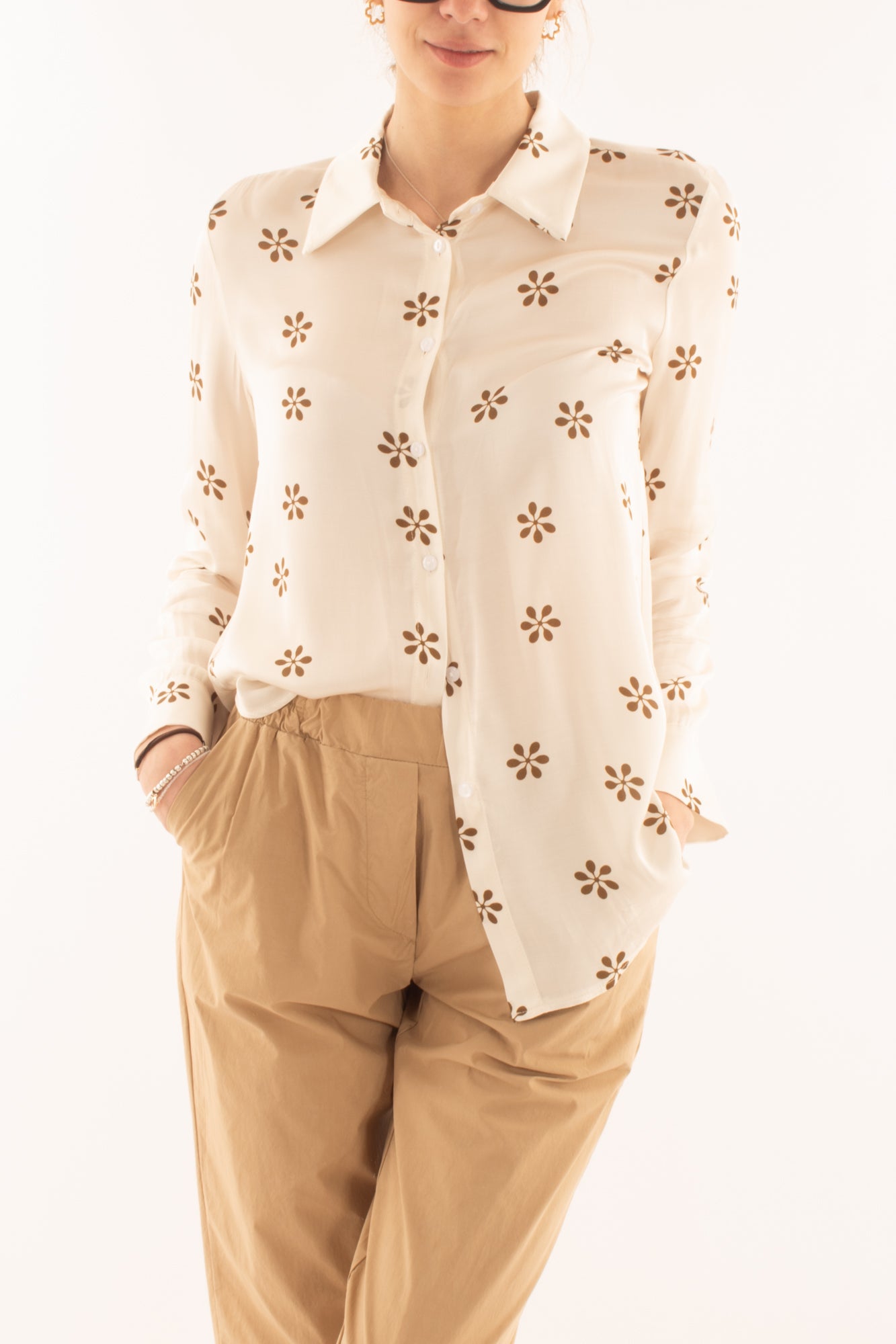 Camicia in fantasia da Donna Metoo - Sabbia