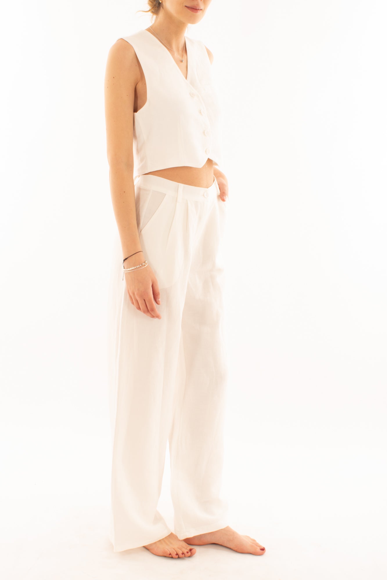 Completo gilet + pantalone da Donna Metoo - Bianco