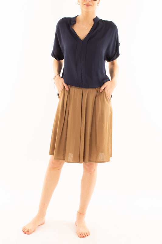 Blusa con scollo a v e piega da Donna Metoo - Blu